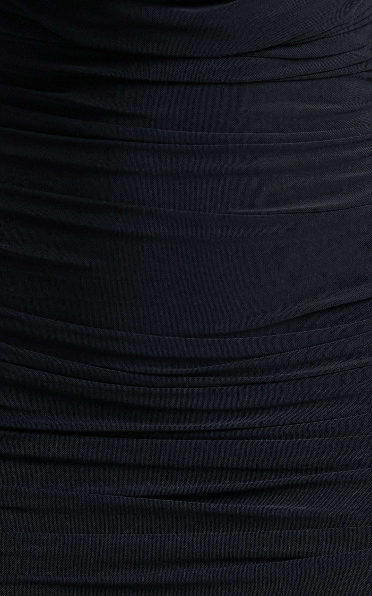 Melissa Ruched Maxi Dress in black mesh