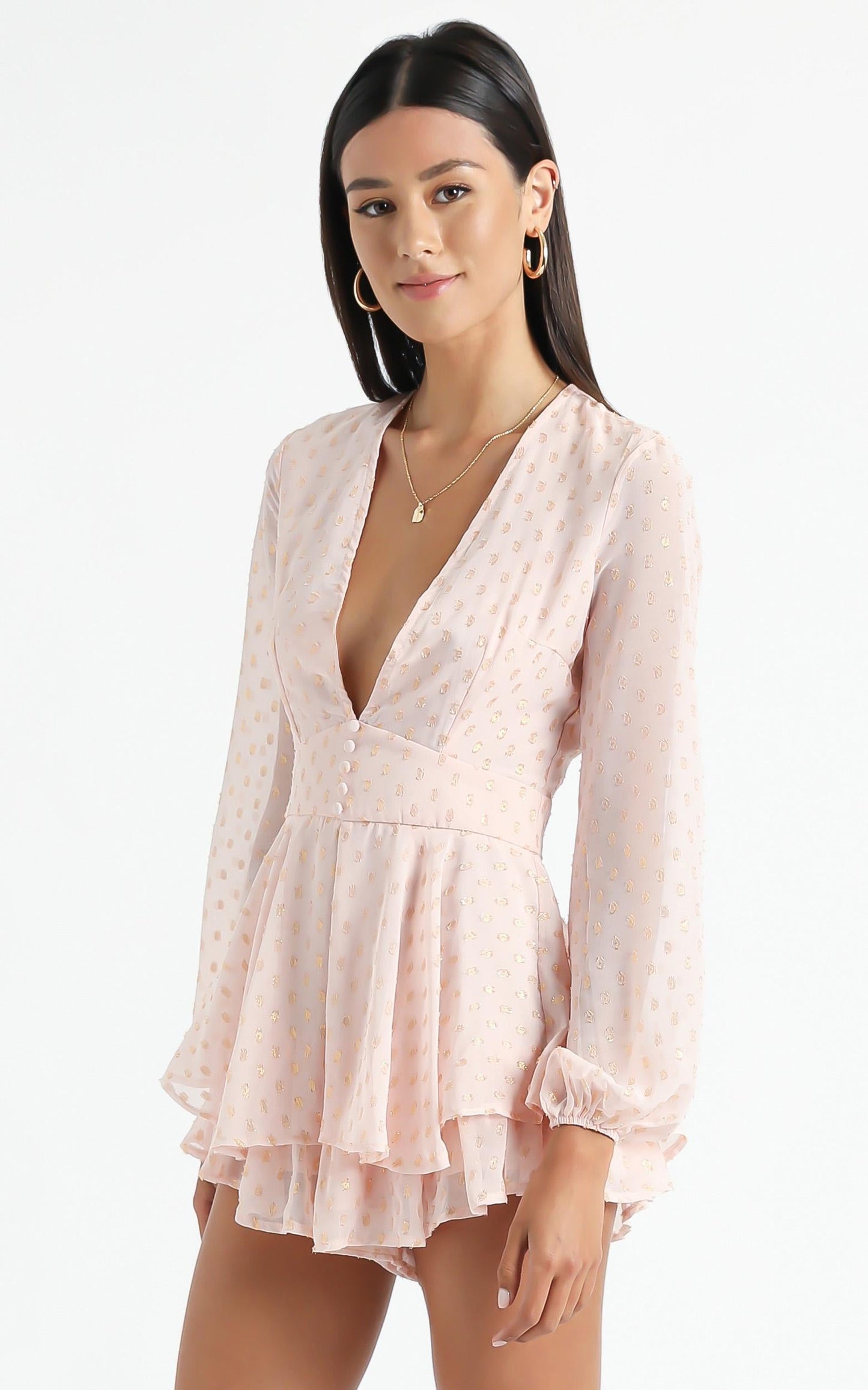 Lets Run Away Playsuit in Blush