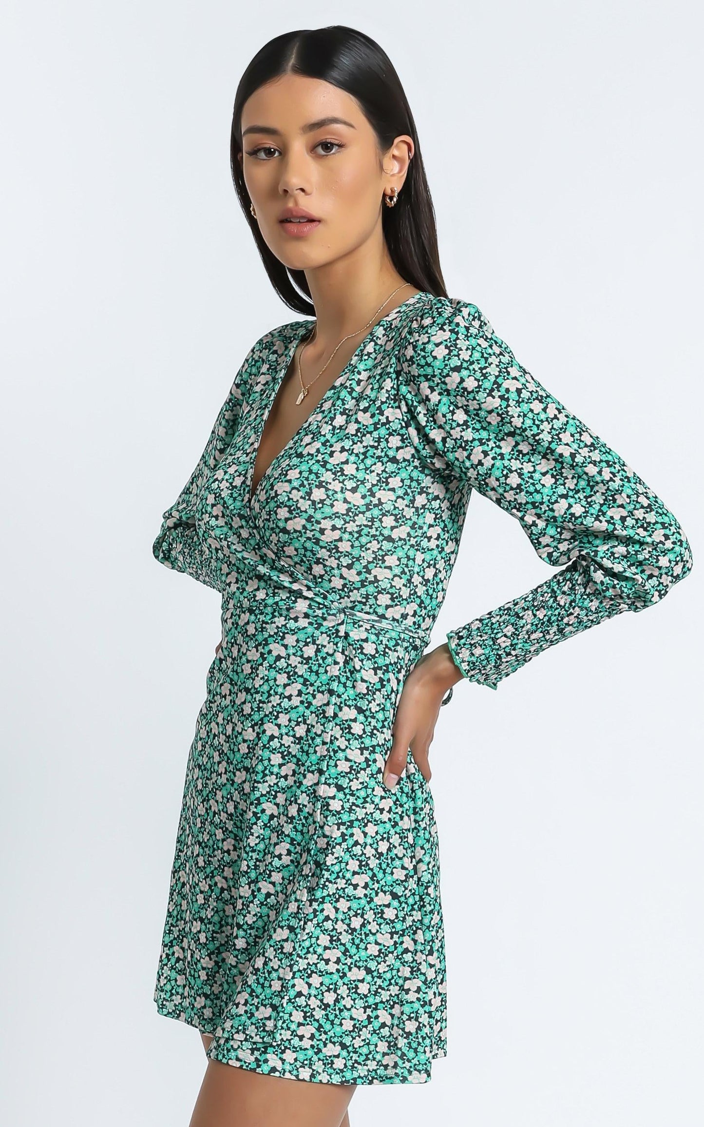 Blithe Dress in Green Floral