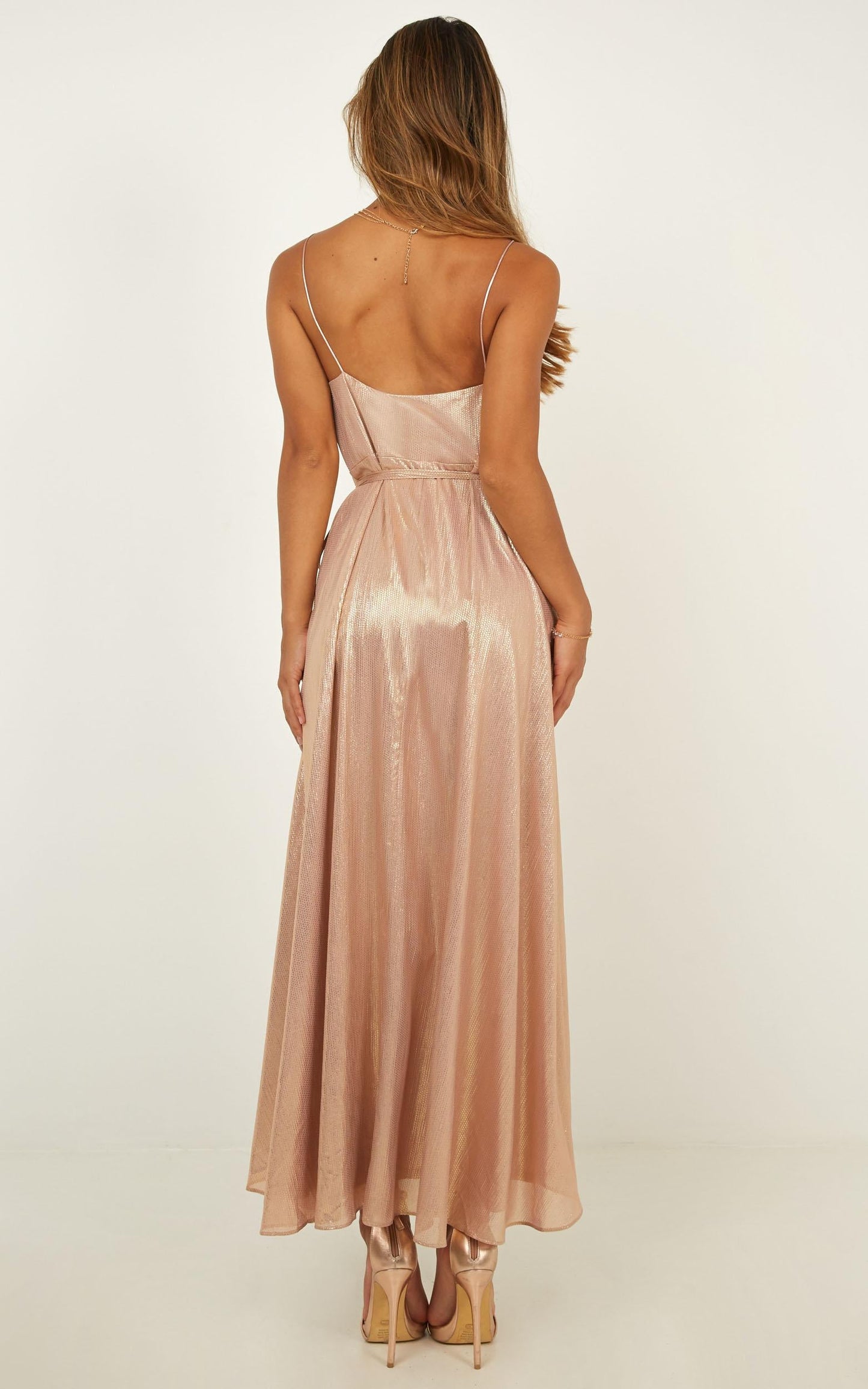 Blooming Beauty Dress In Blush Metallic