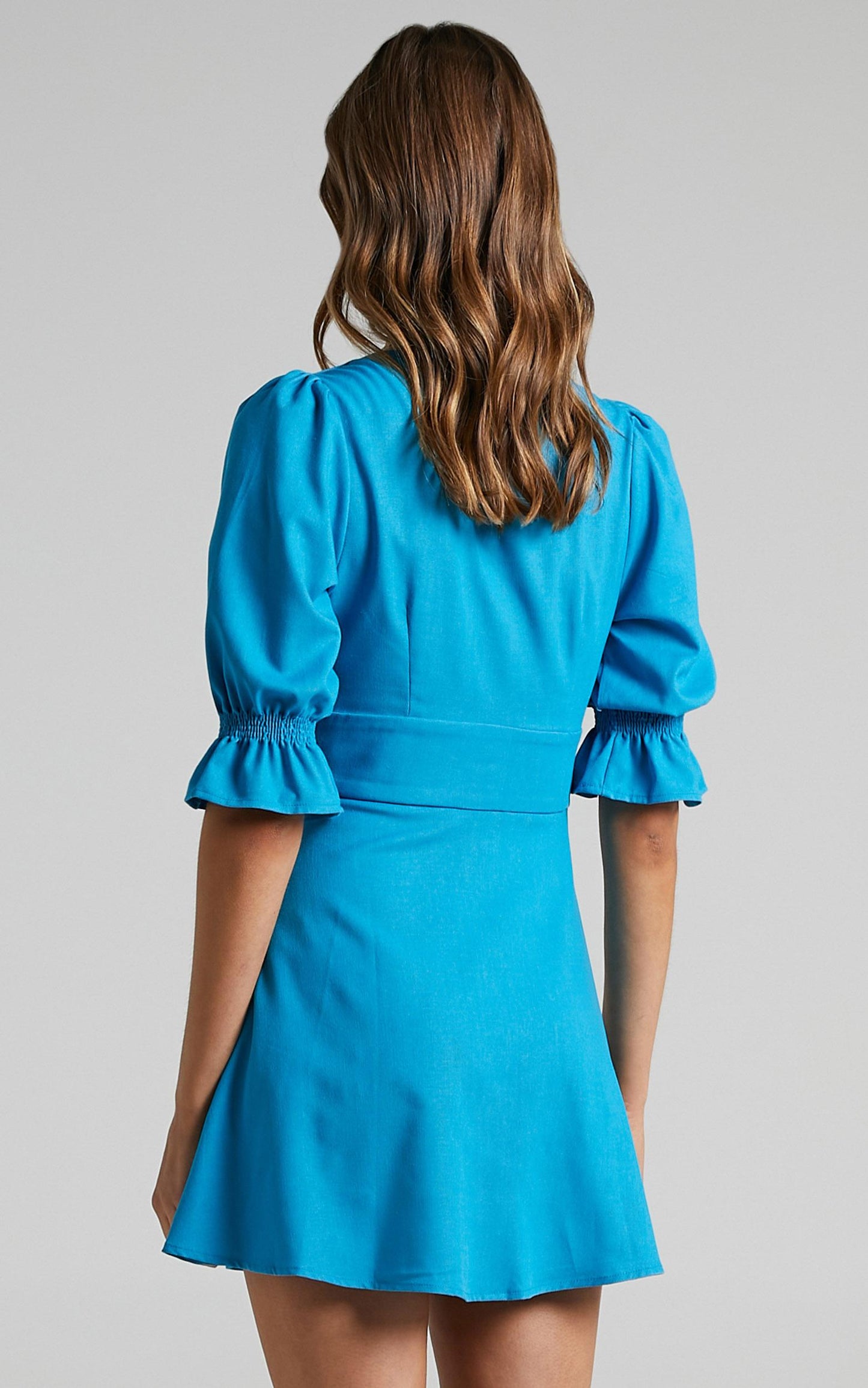 Tayla Linen Blend Dress in Cobalt Blue