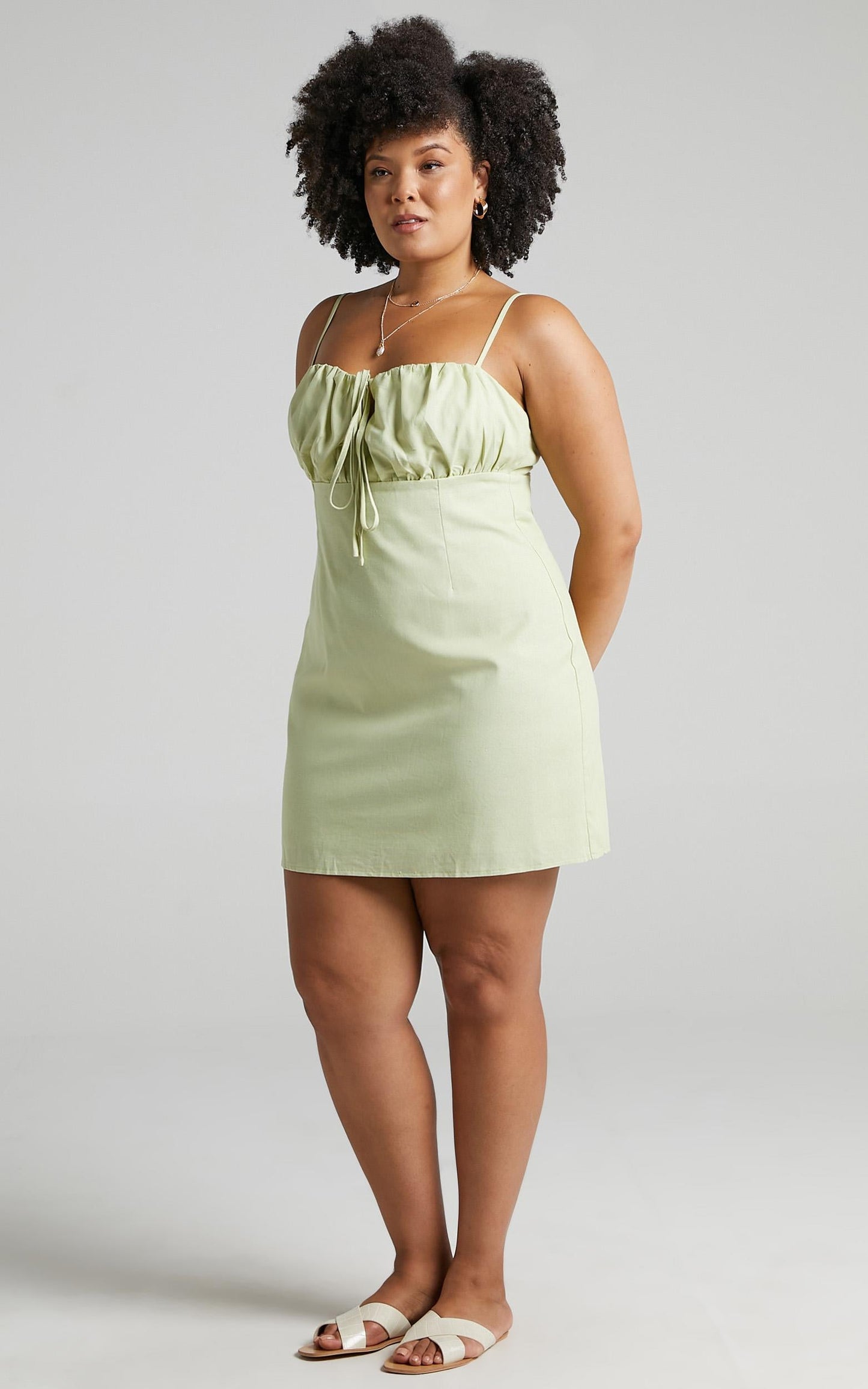 Break Free With Me Dress in Pistachio Linen Look