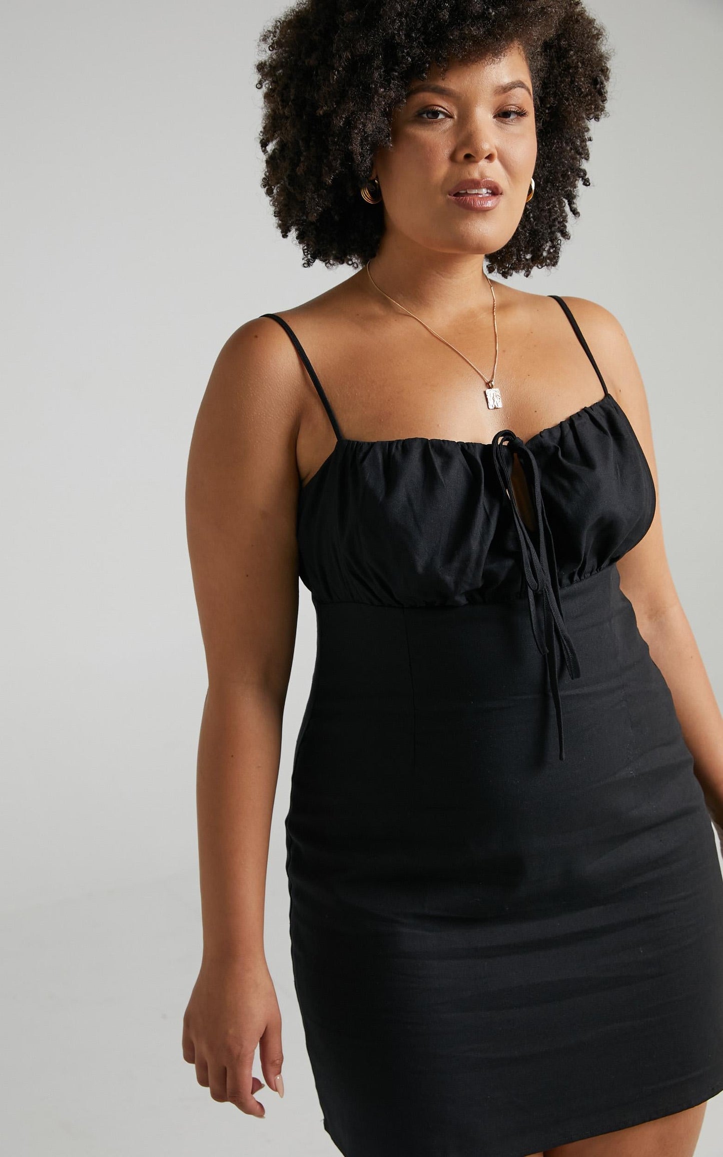 Break Free With Me Dress in Black Linen Look