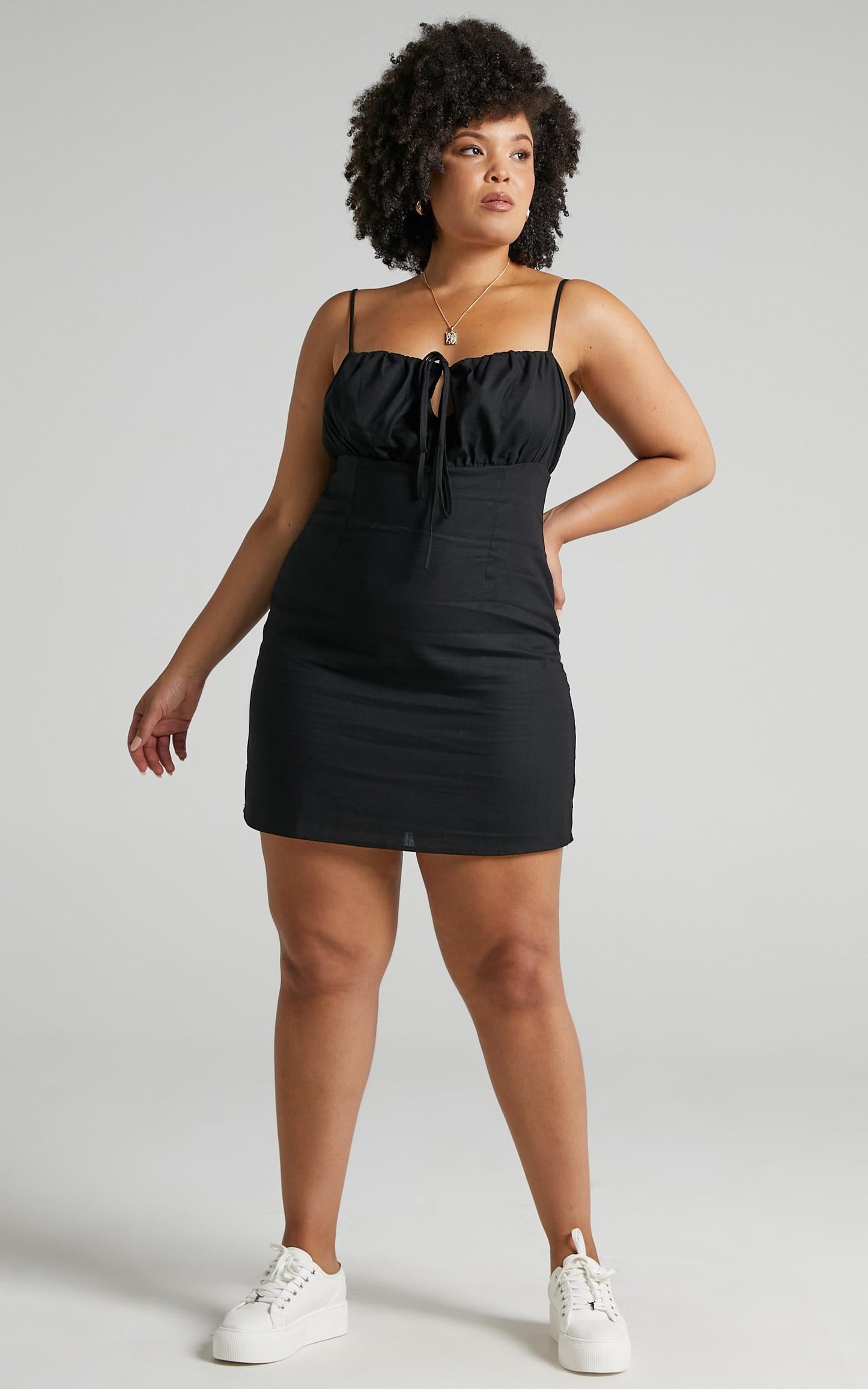Break Free With Me Dress in Black Linen Look