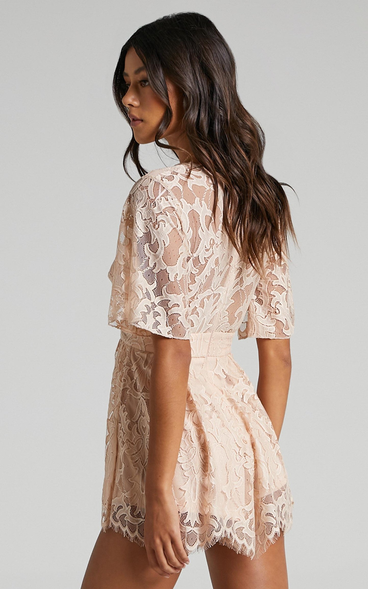 Break the Bar playsuit in Blush Lace