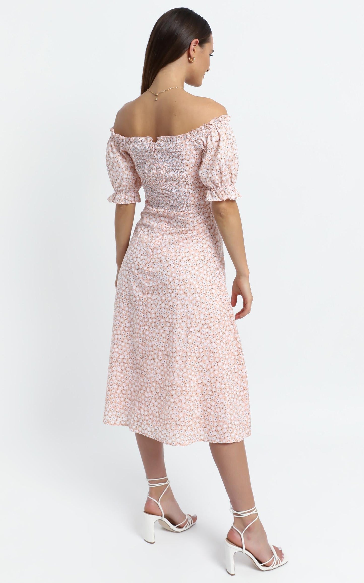 Brigitte Dress in Beige Floral