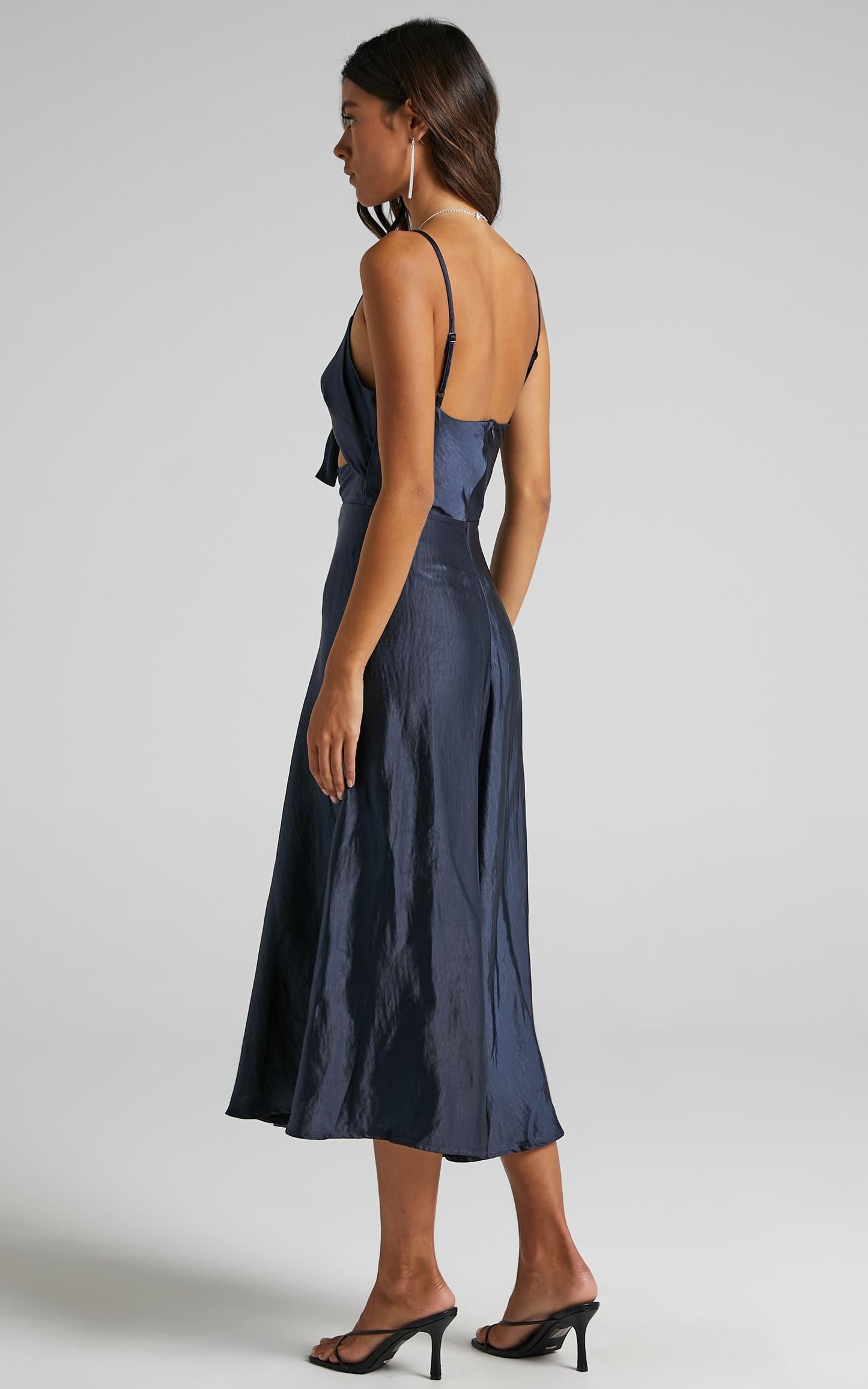 Britt Dress in Navy Satin