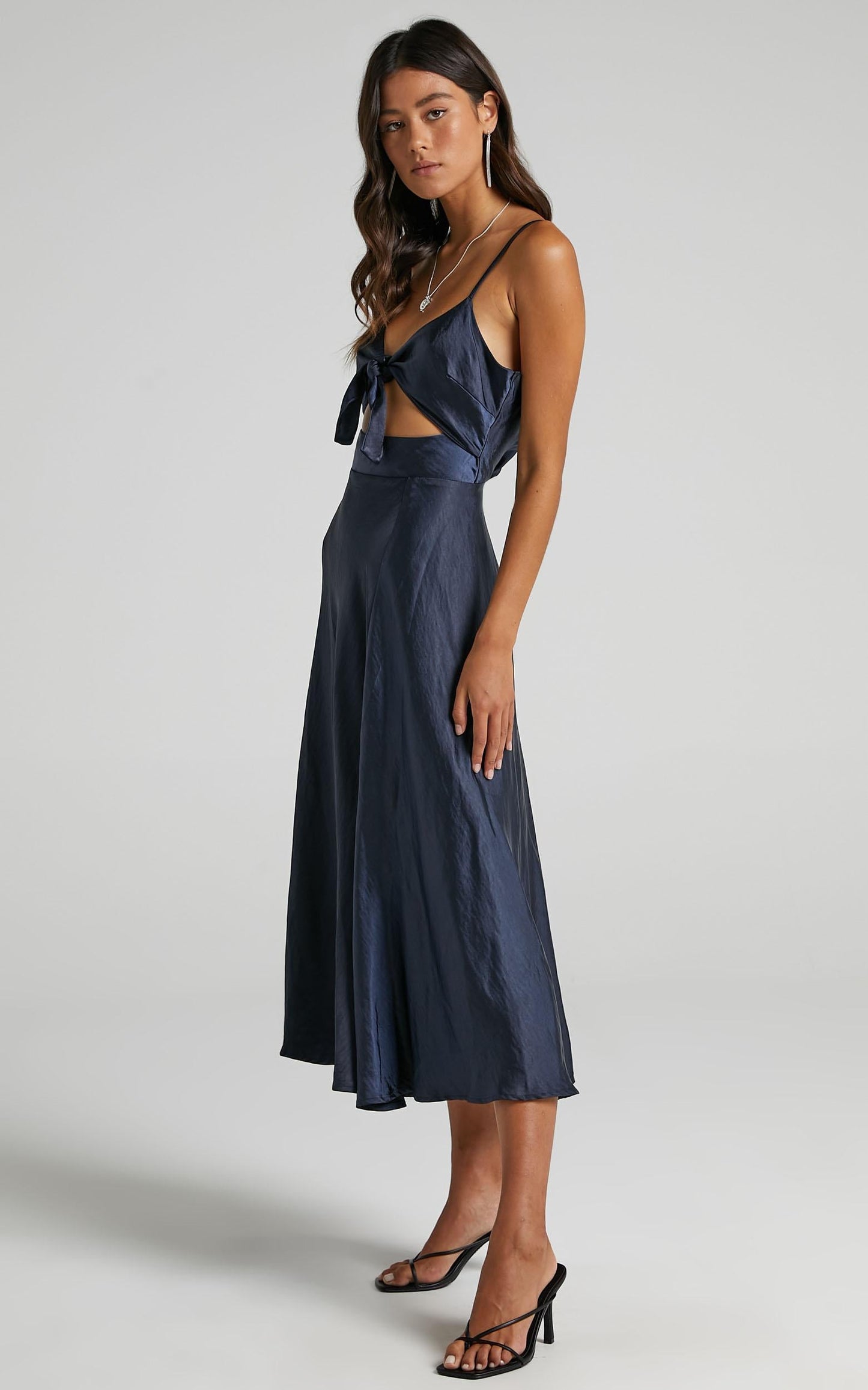Britt Dress in Navy Satin