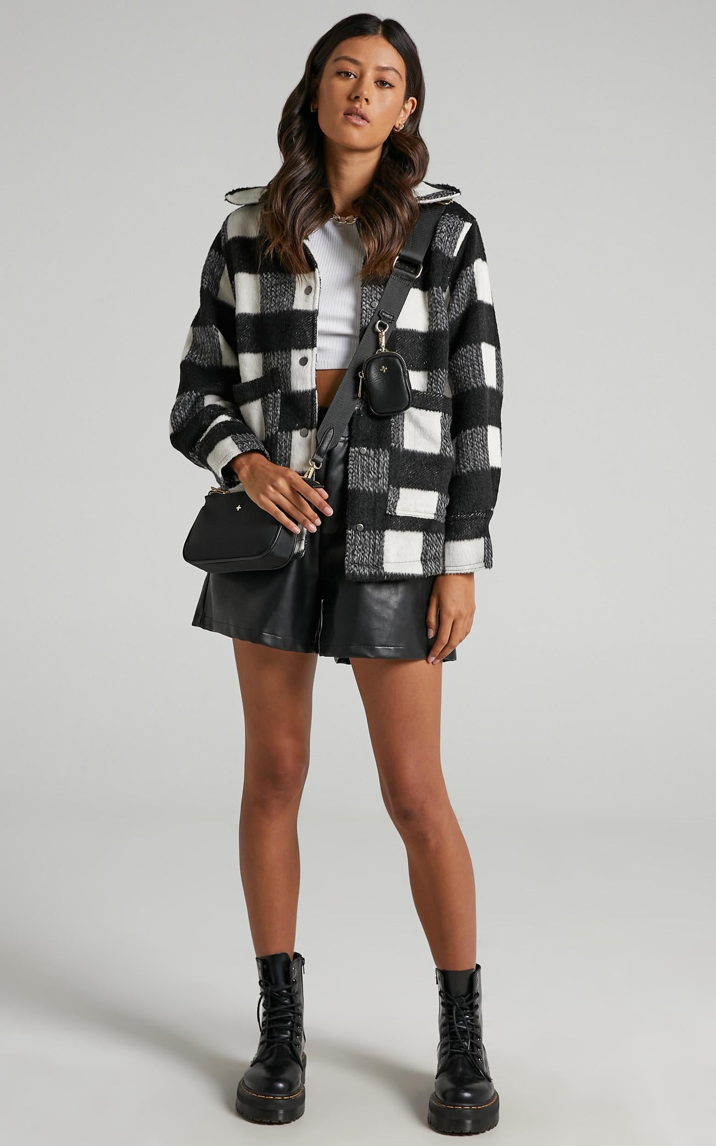 Bronx Shacket in Black Check