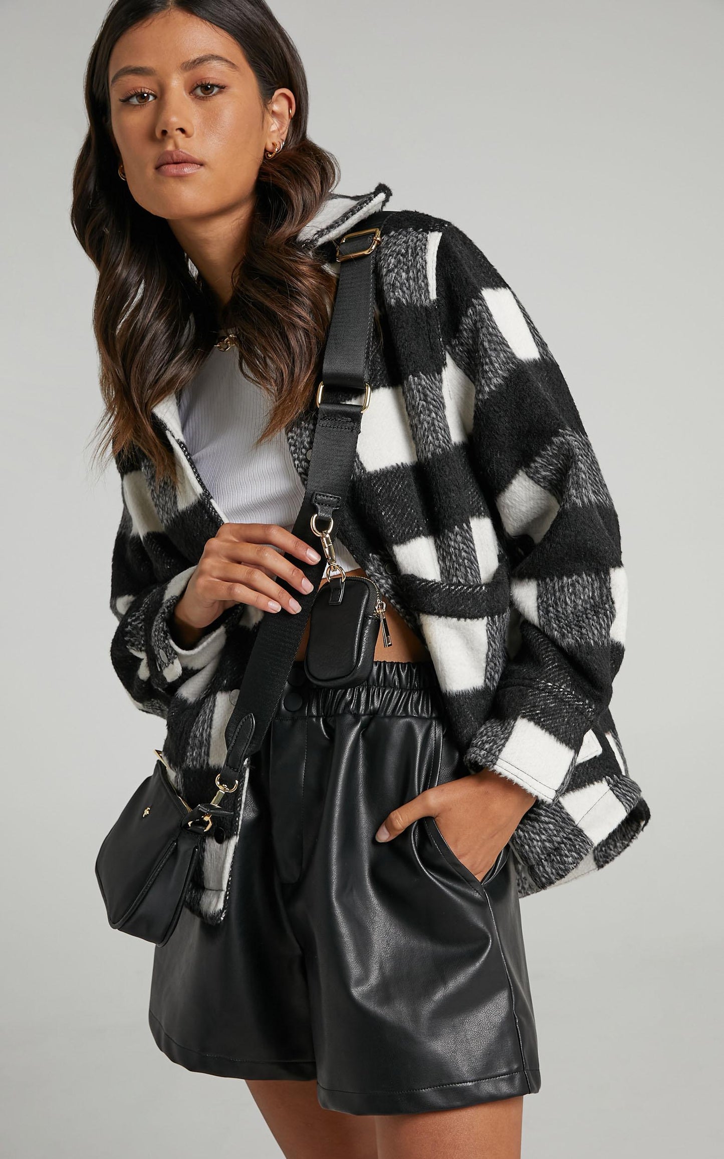 Bronx Shacket in Black Check