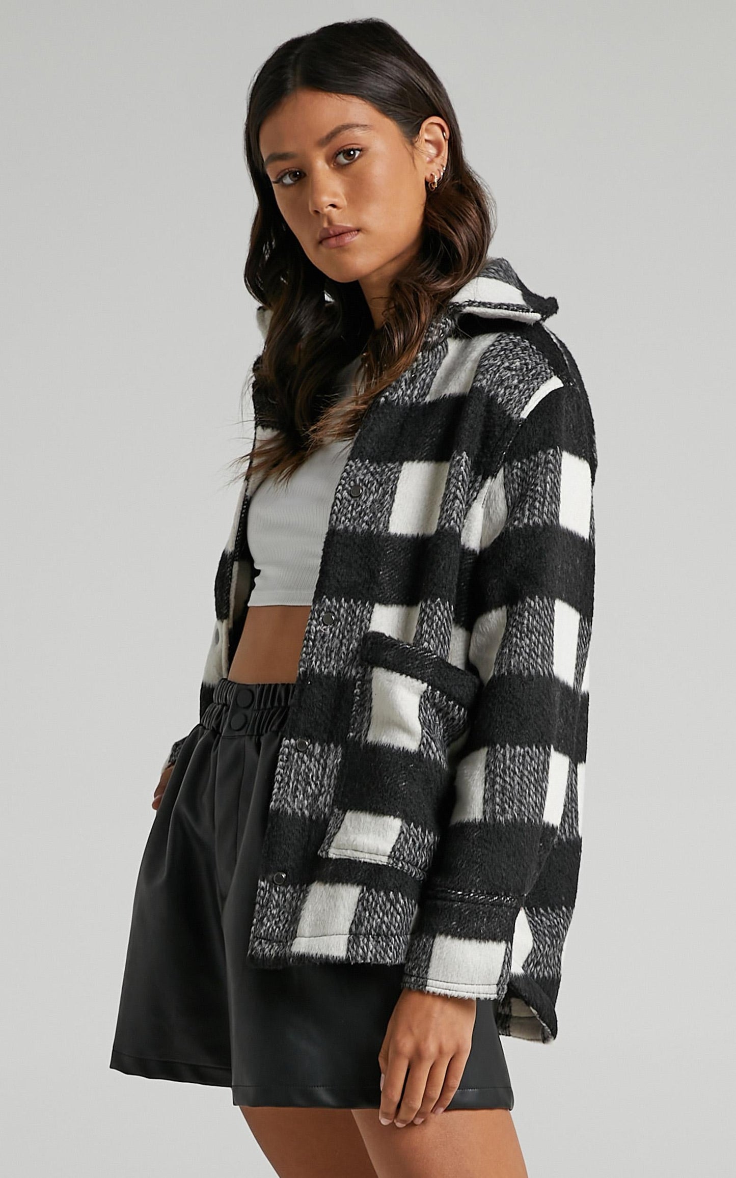 Bronx Shacket in Black Check