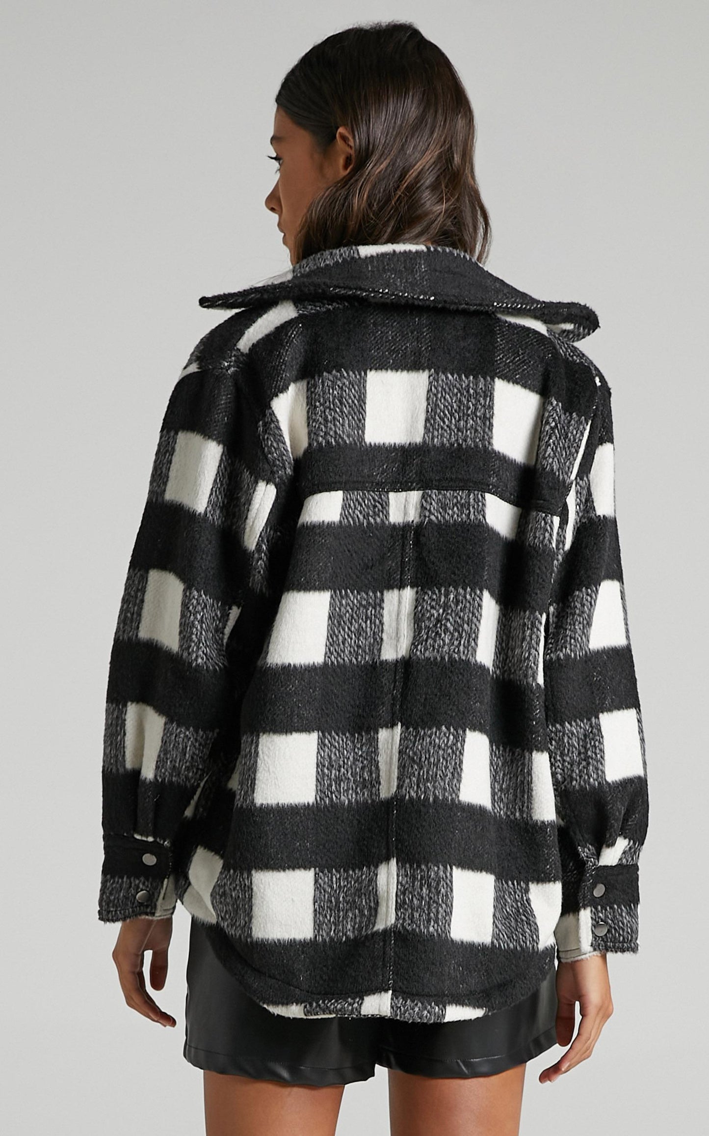 Bronx Shacket in Black Check