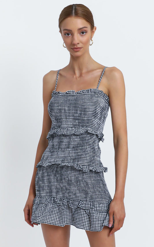 Brooke Dress in Black Check