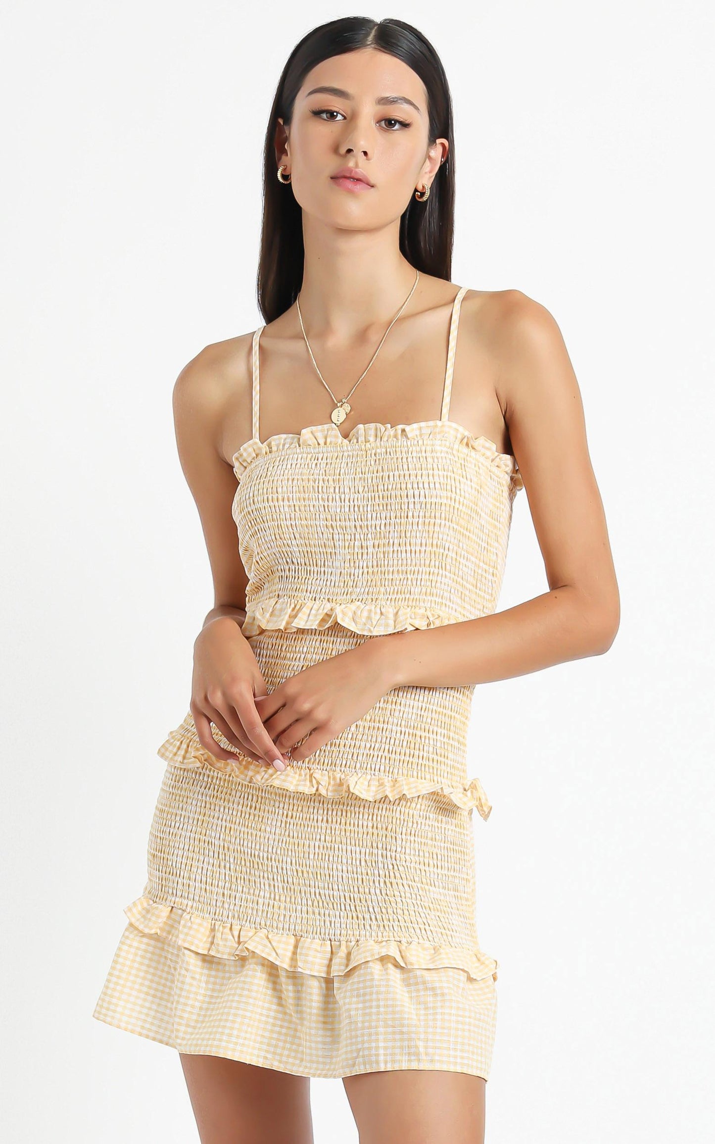 Brooke Dress in Yellow Check