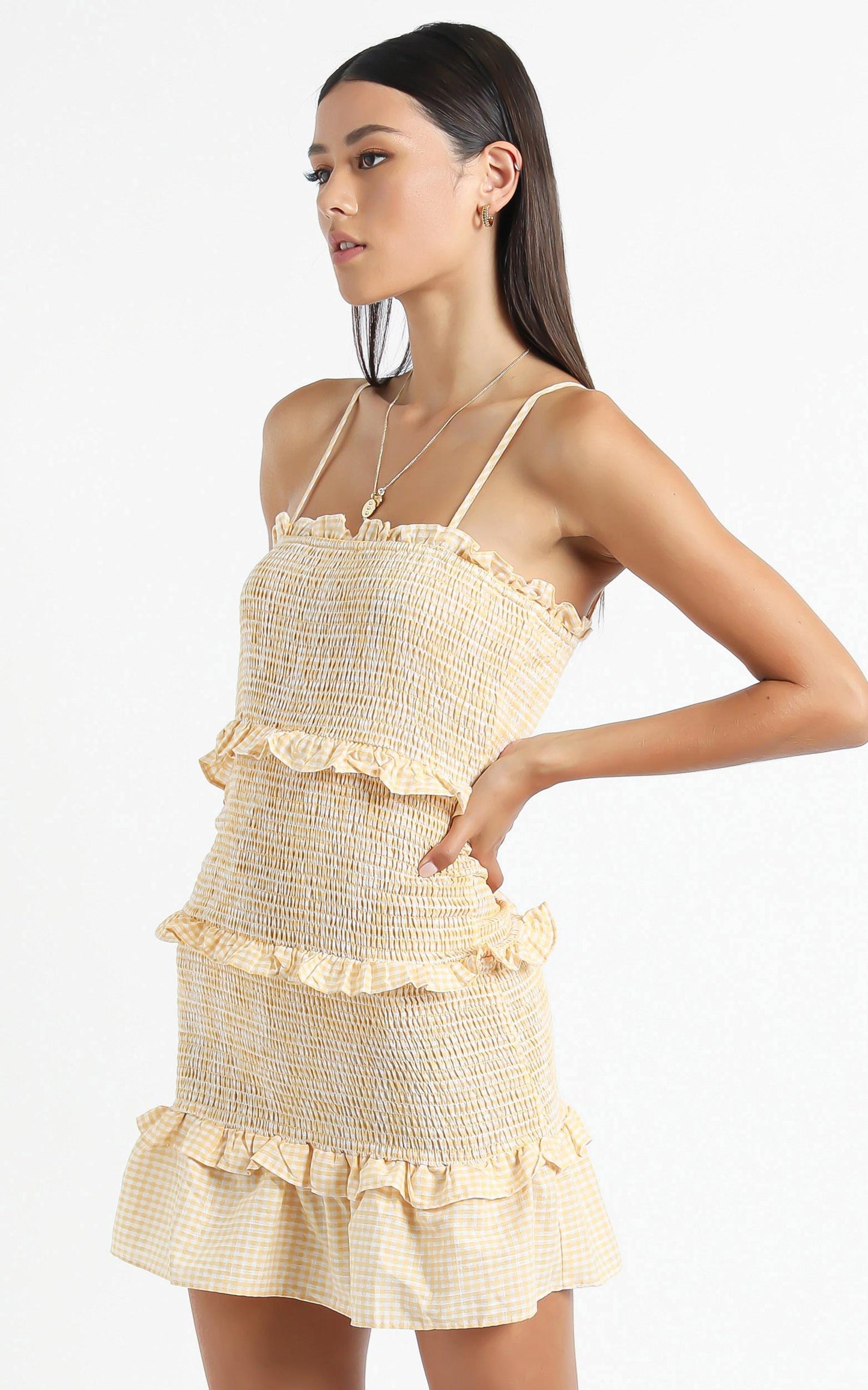 Brooke Dress in Yellow Check