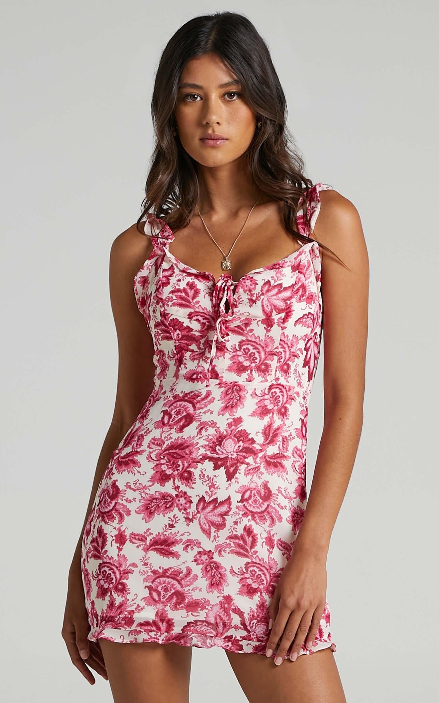 Brunch Babe Ruffle Mini Dress in Pink Floral
