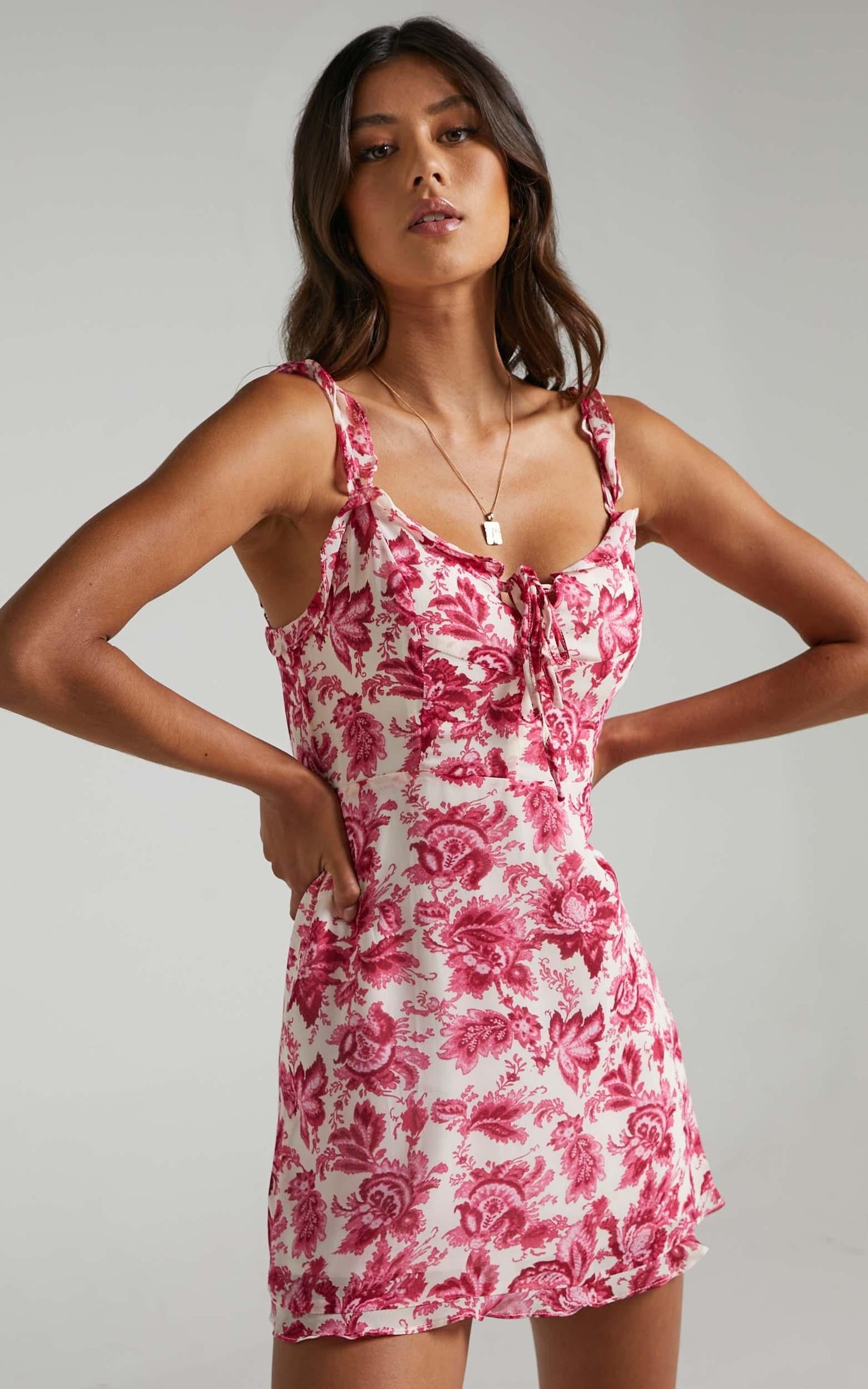 Brunch Babe Ruffle Mini Dress in Pink Floral