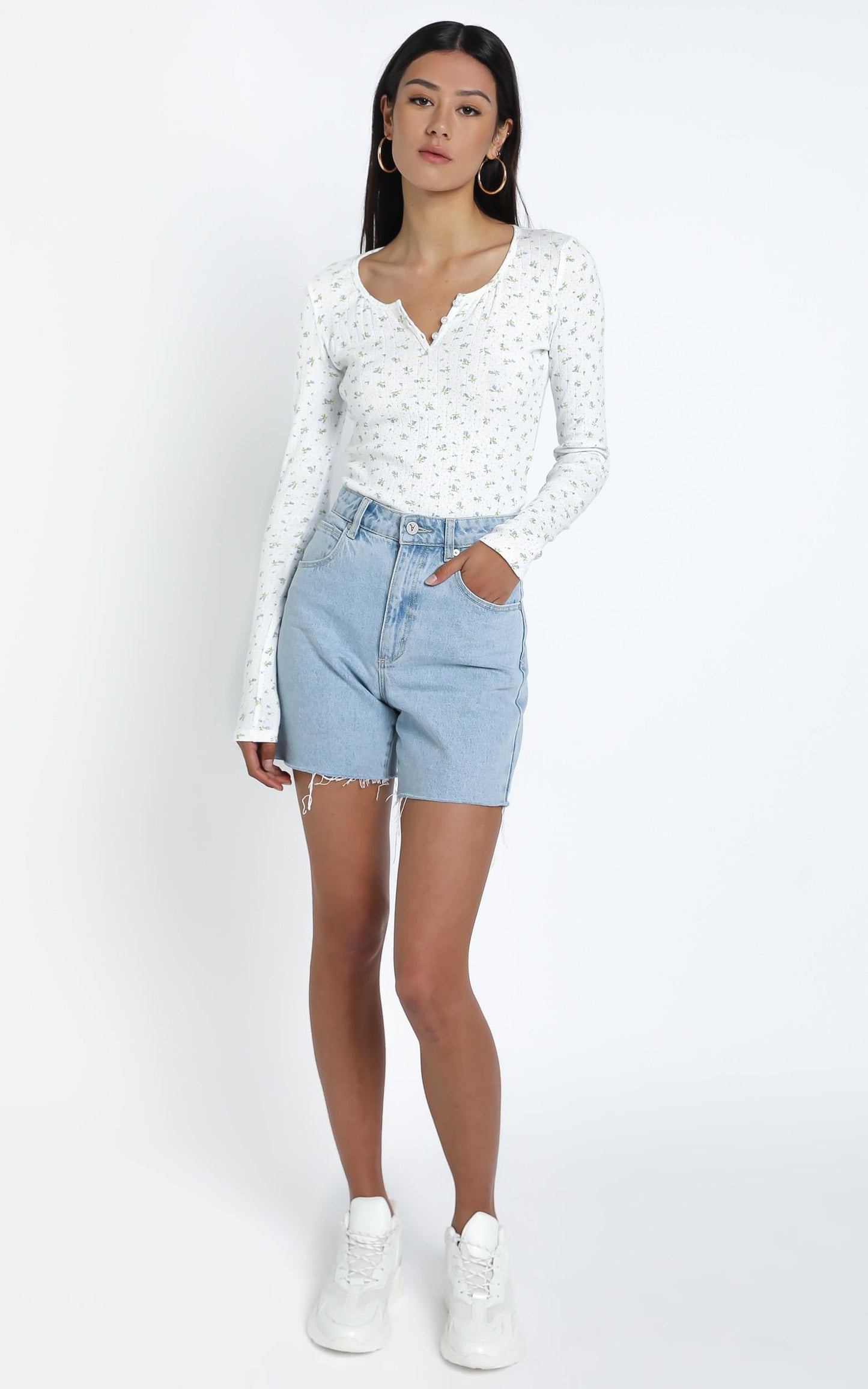 Bryony Top in White Floral