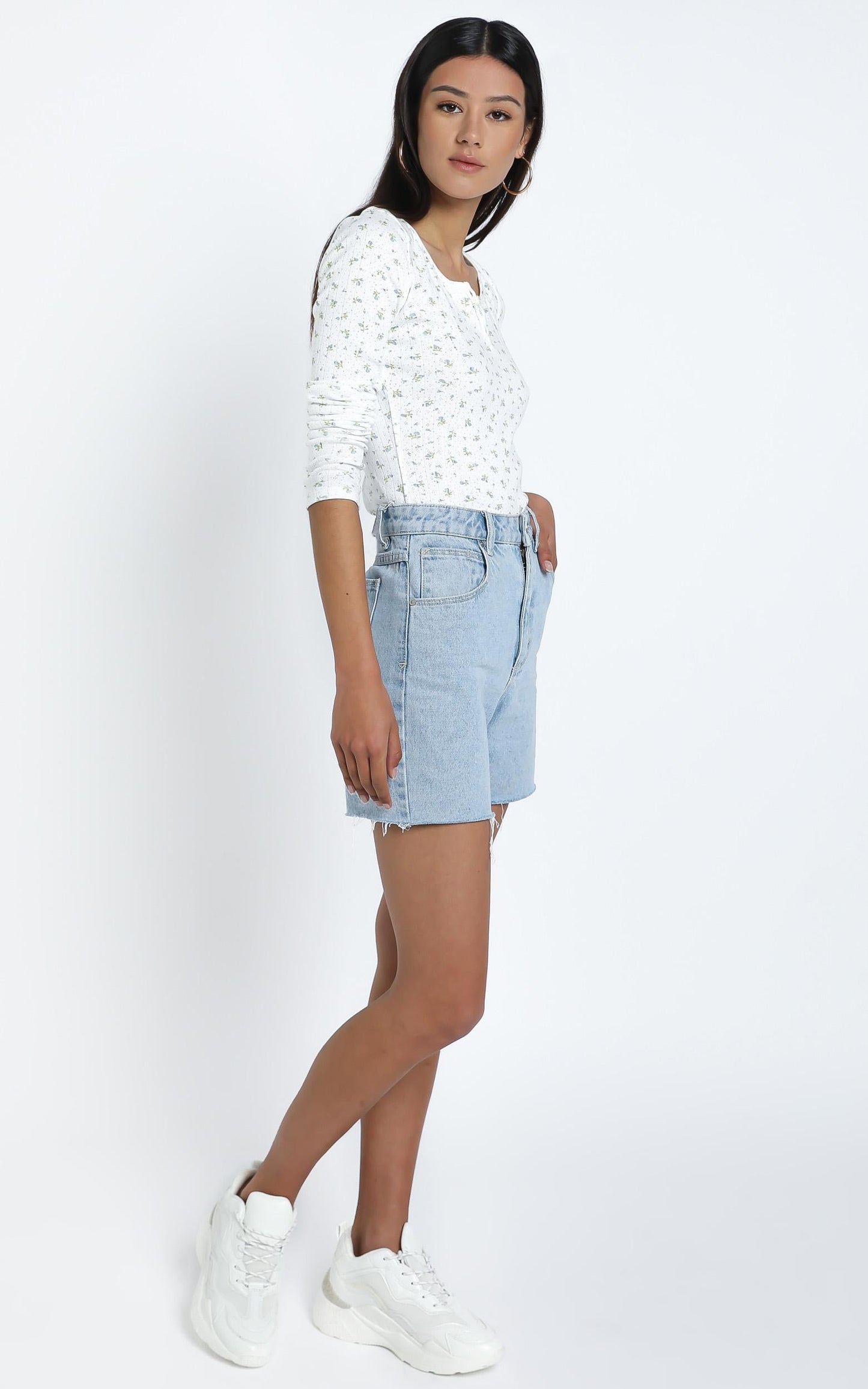 Bryony Top in White Floral