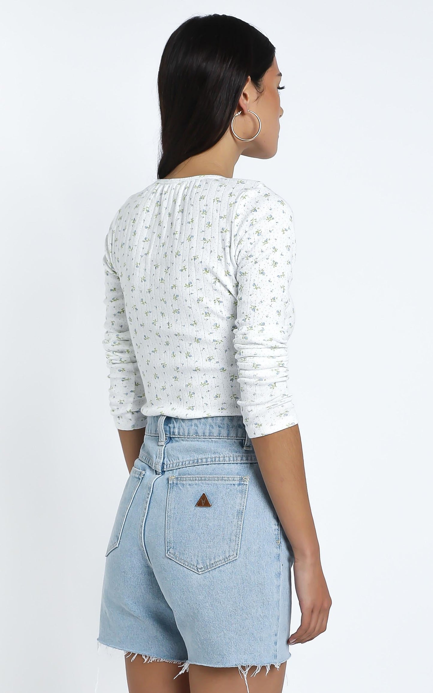 Bryony Top in White Floral