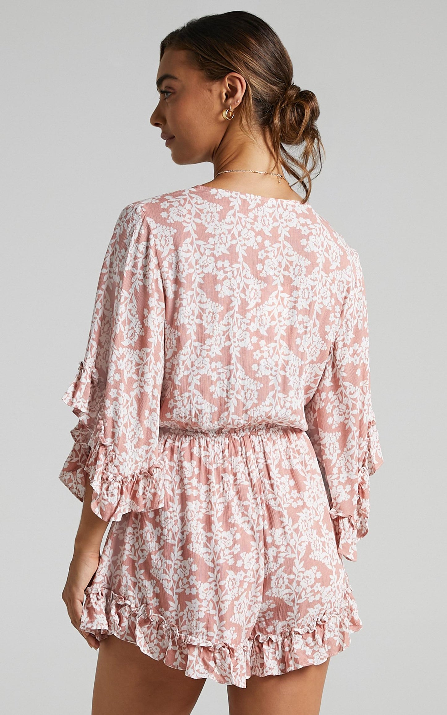 Priya Tie Playsuit in Blush Floral