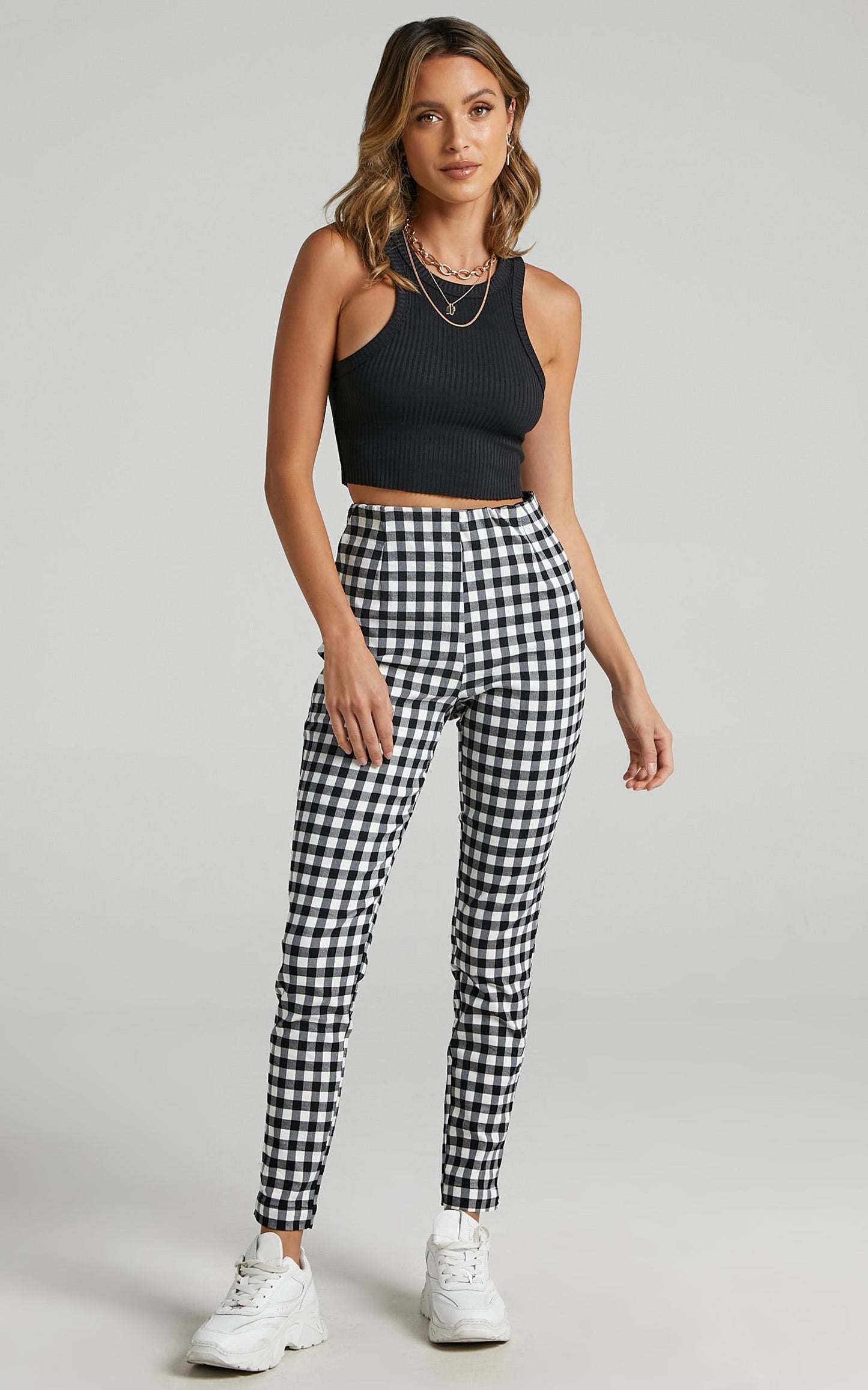 Business District Ankle Grazer Pants in Black Gingham