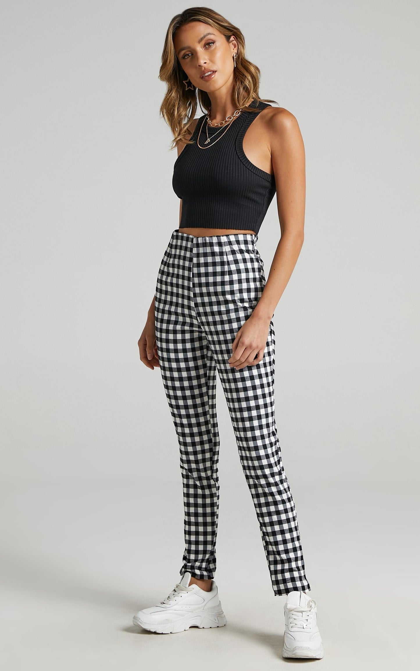 Business District Ankle Grazer Pants in Black Gingham