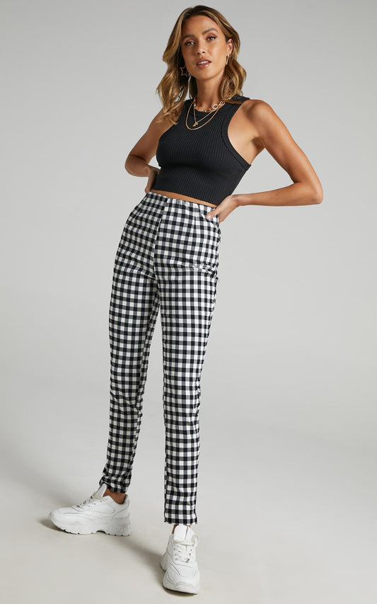 Business District Ankle Grazer Pants in Black Gingham