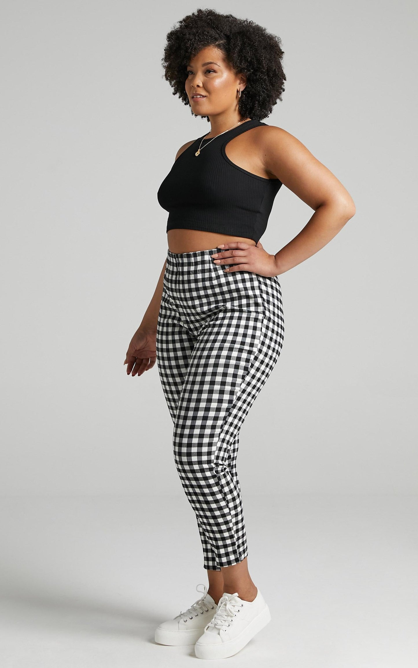 Business District Ankle Grazer Pants in Black Gingham