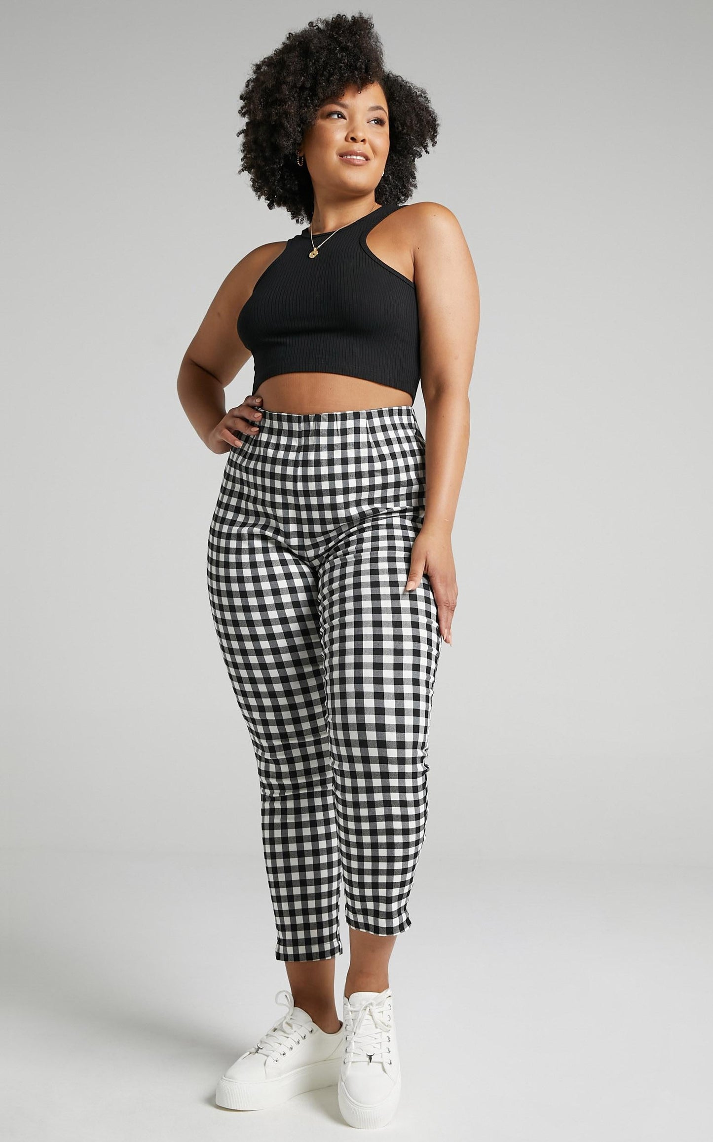 Business District Ankle Grazer Pants in Black Gingham