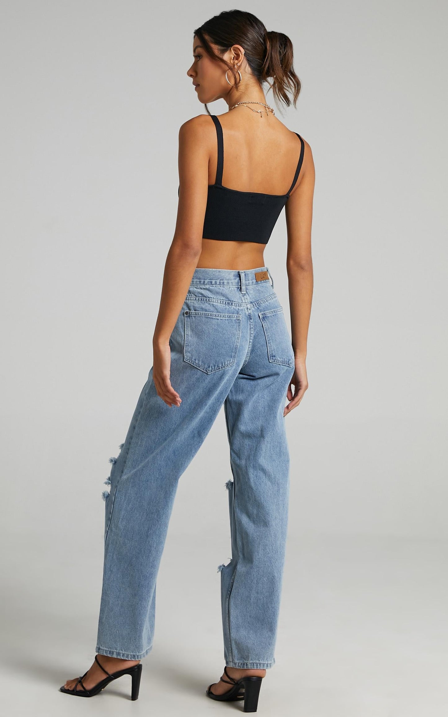 Arielle Straight Leg Jean in Stonewash Distressed