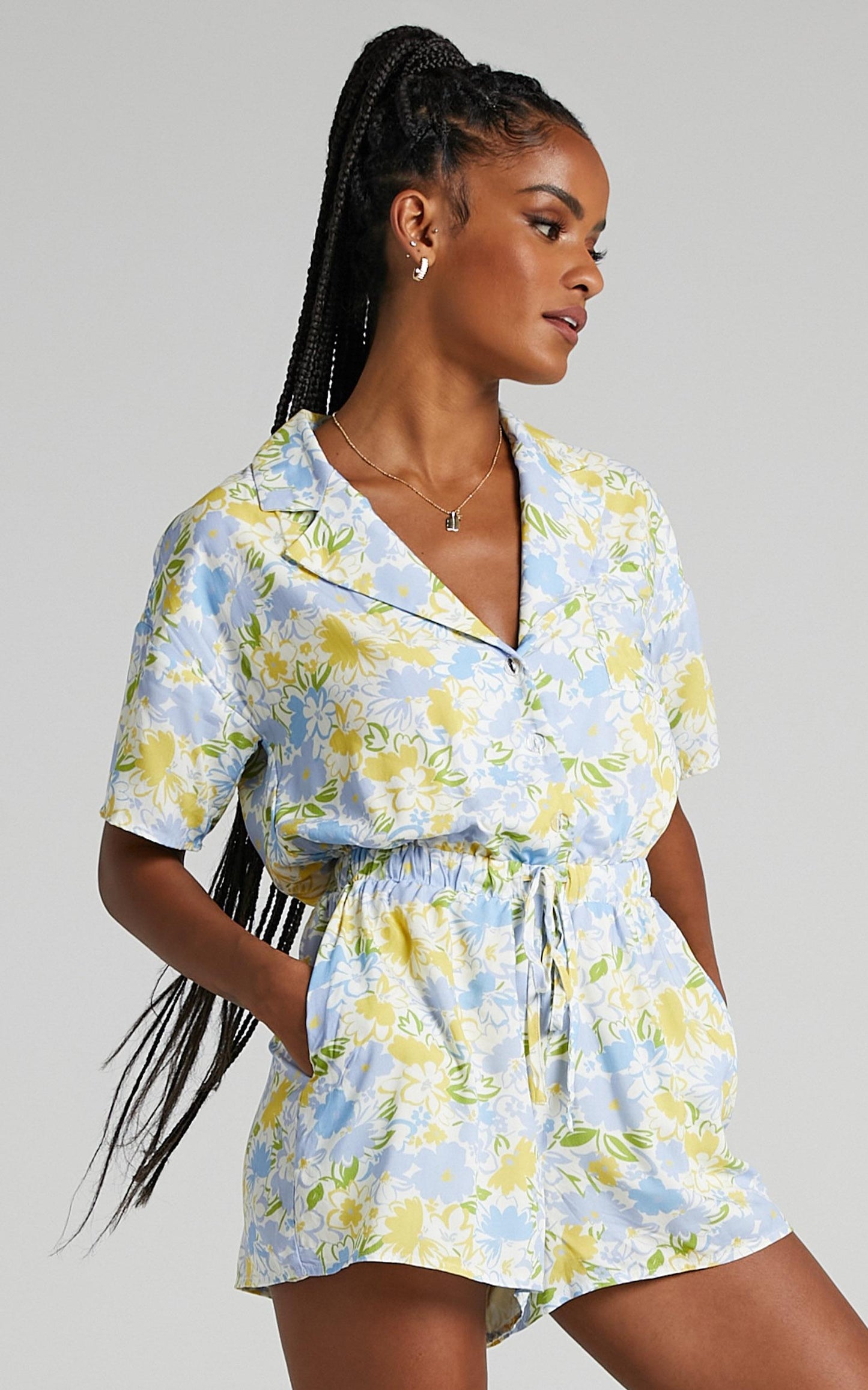 Calanthe Playsuit in Summer Petals