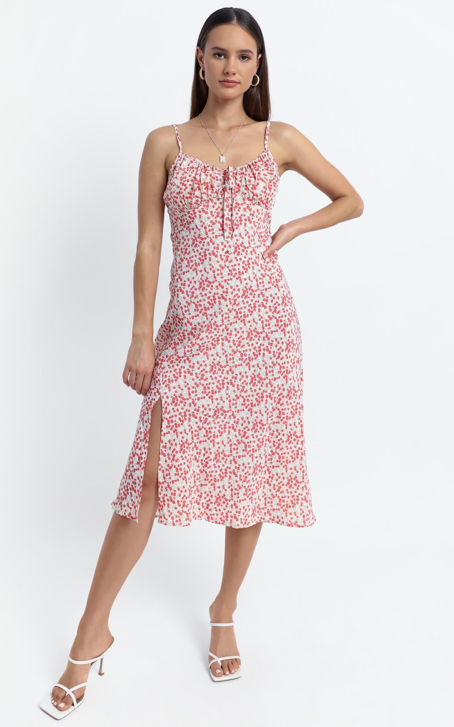 California Dress in Red Floral