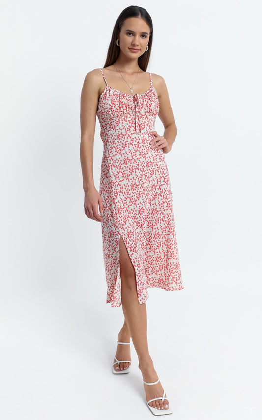 California Dress in Red Floral
