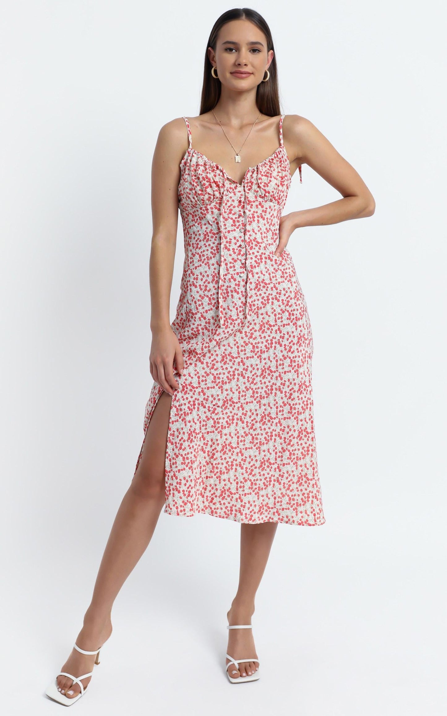 California Dress in Red Floral
