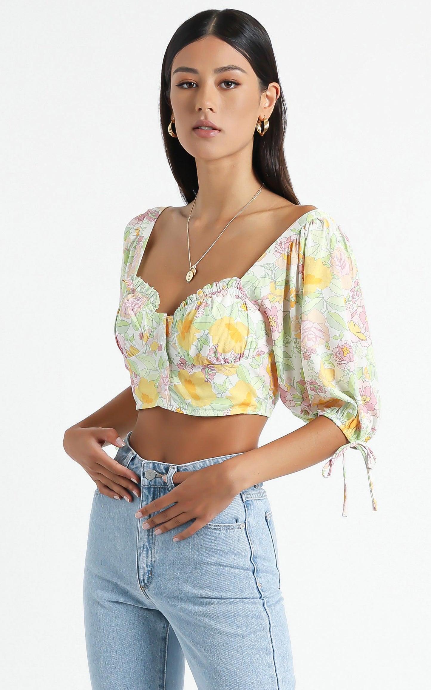 Calistoga Top in Linear Floral