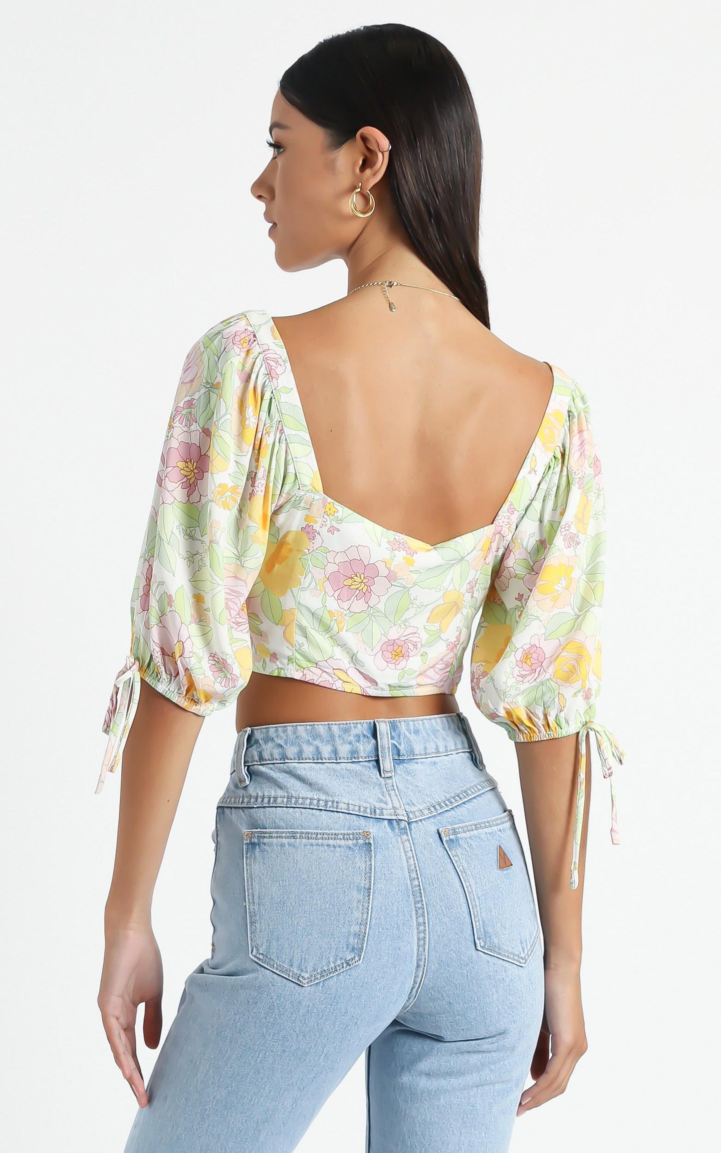 Calistoga Top in Linear Floral