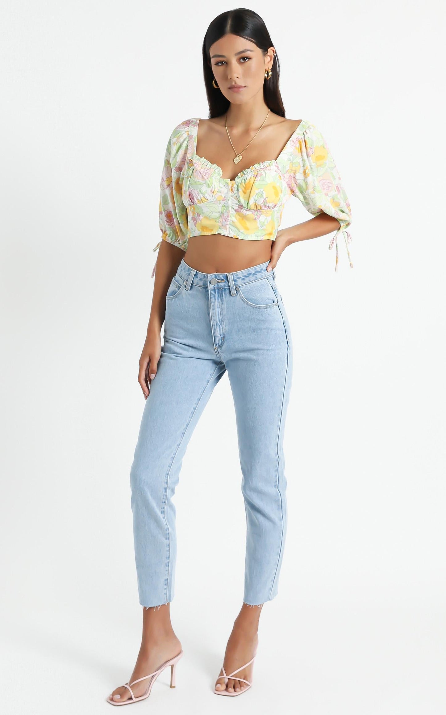Calistoga Top in Linear Floral