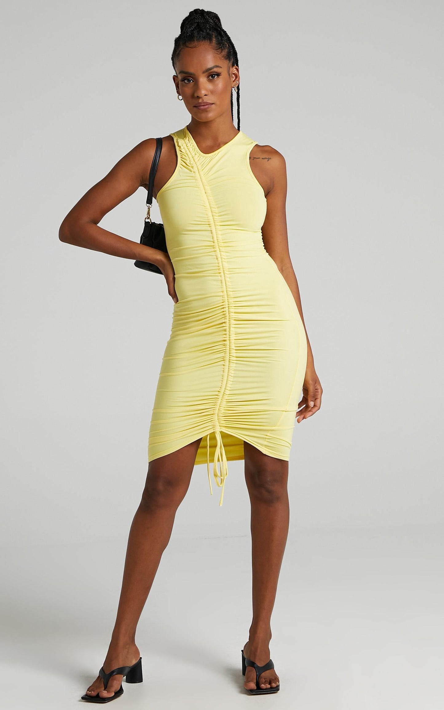 Cammy Midi Dress - Bodycon Dress in Lemon