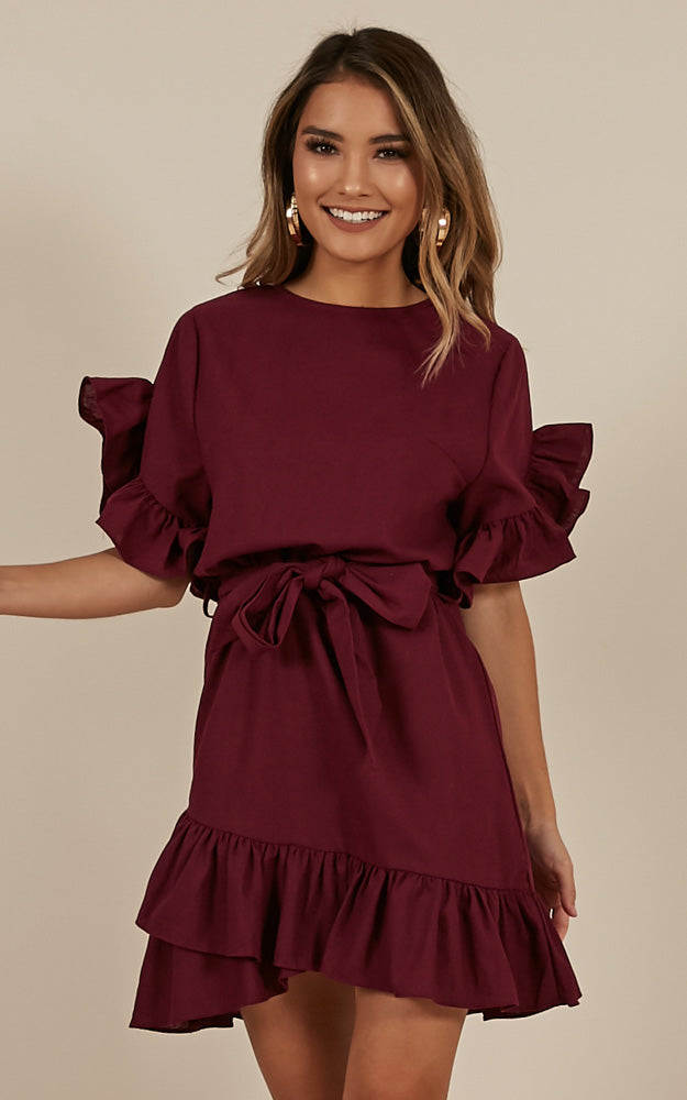 Caption This Dress In Wine Linen Look