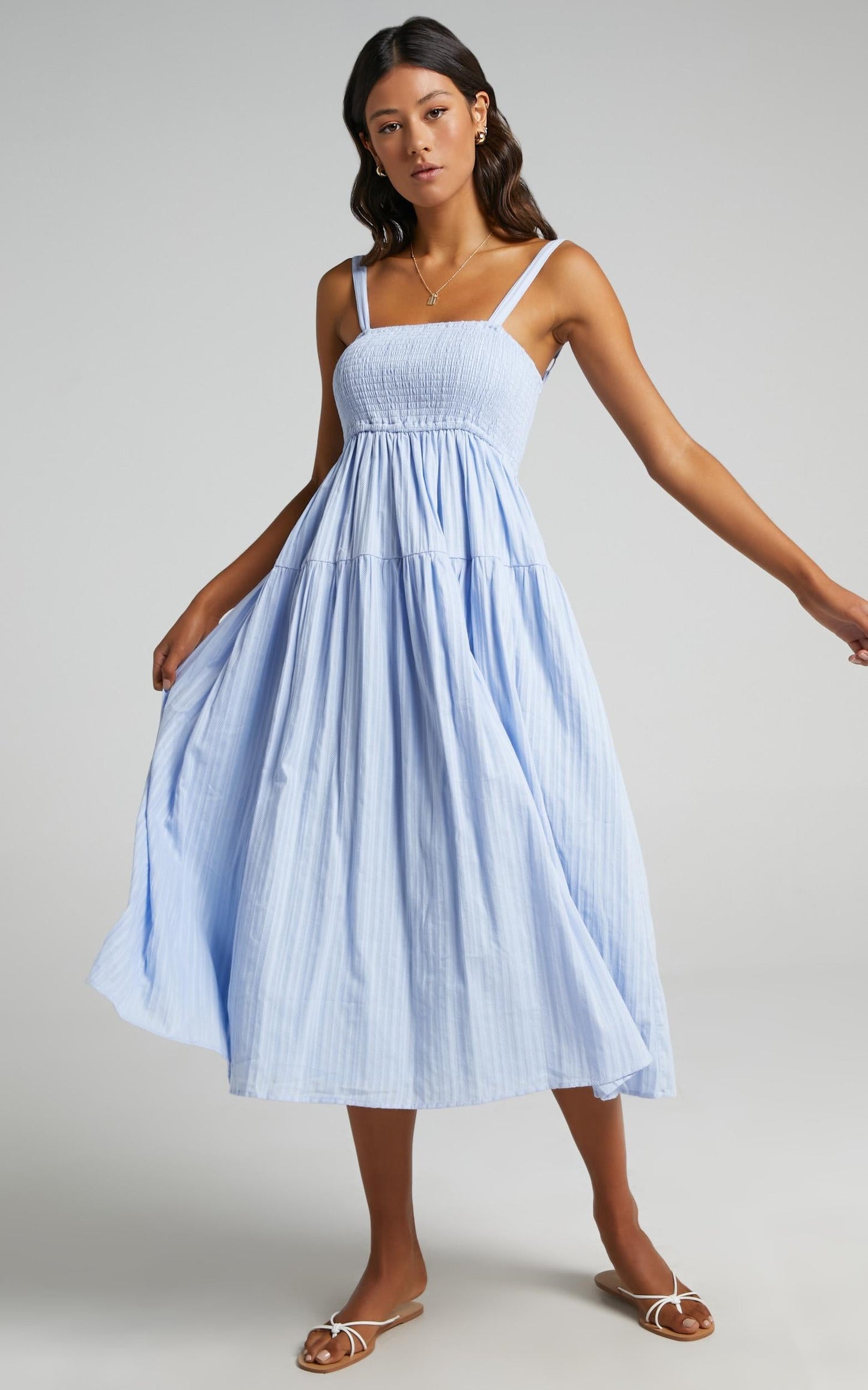 Carie Midi Dress in Blue