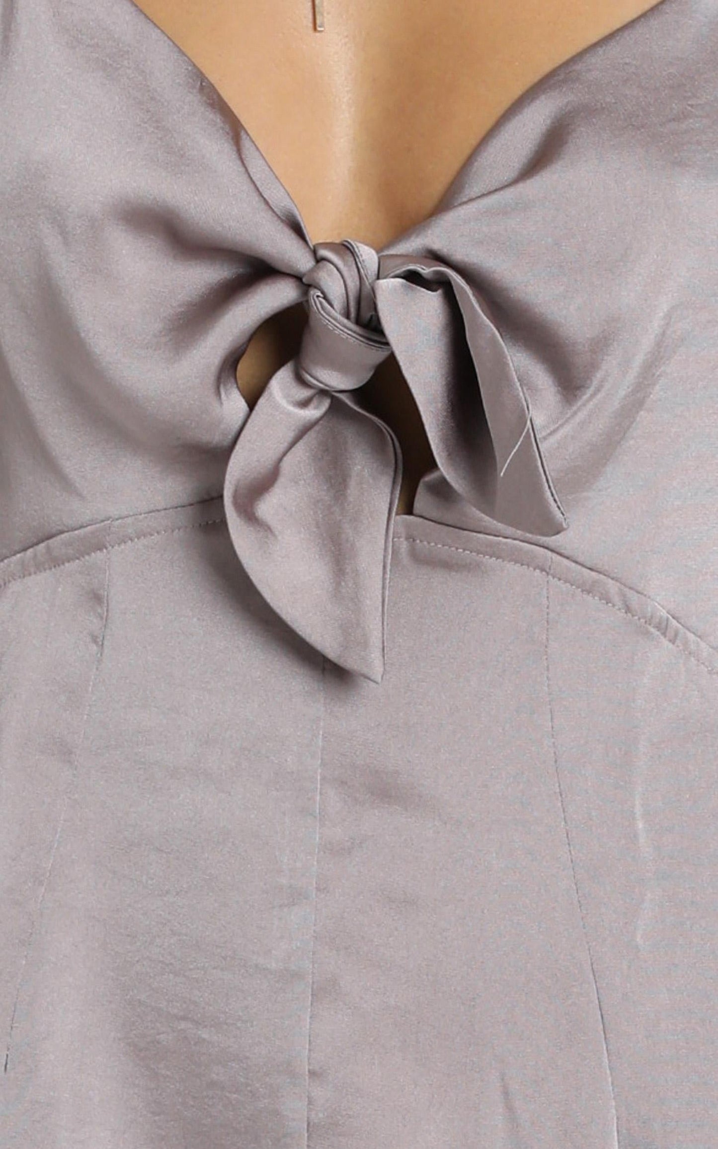 Carlee Playsuit In Grey Satin