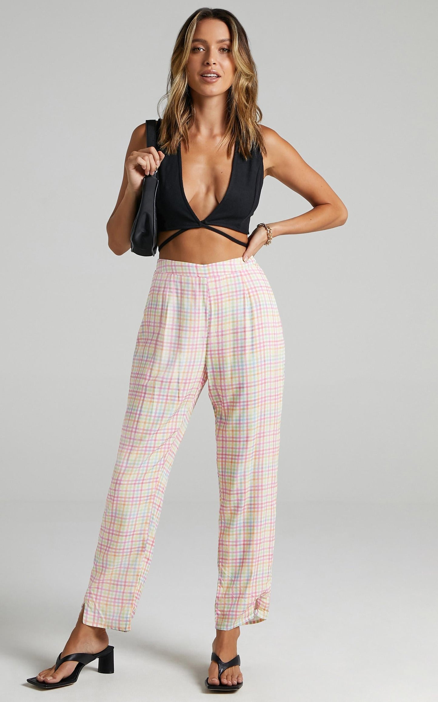 Nailah Pants in Rainbow Check