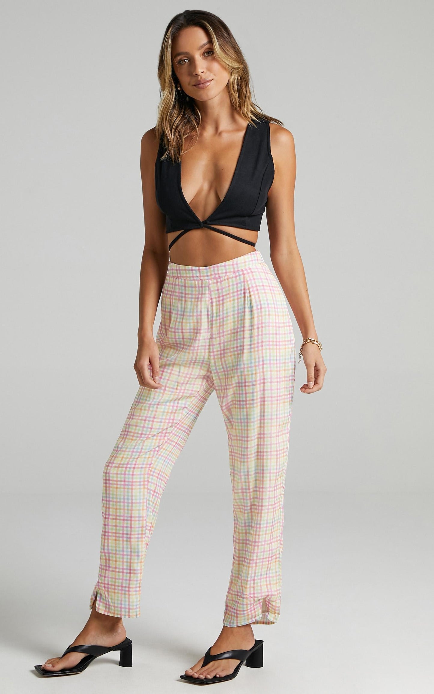 Nailah Pants in Rainbow Check