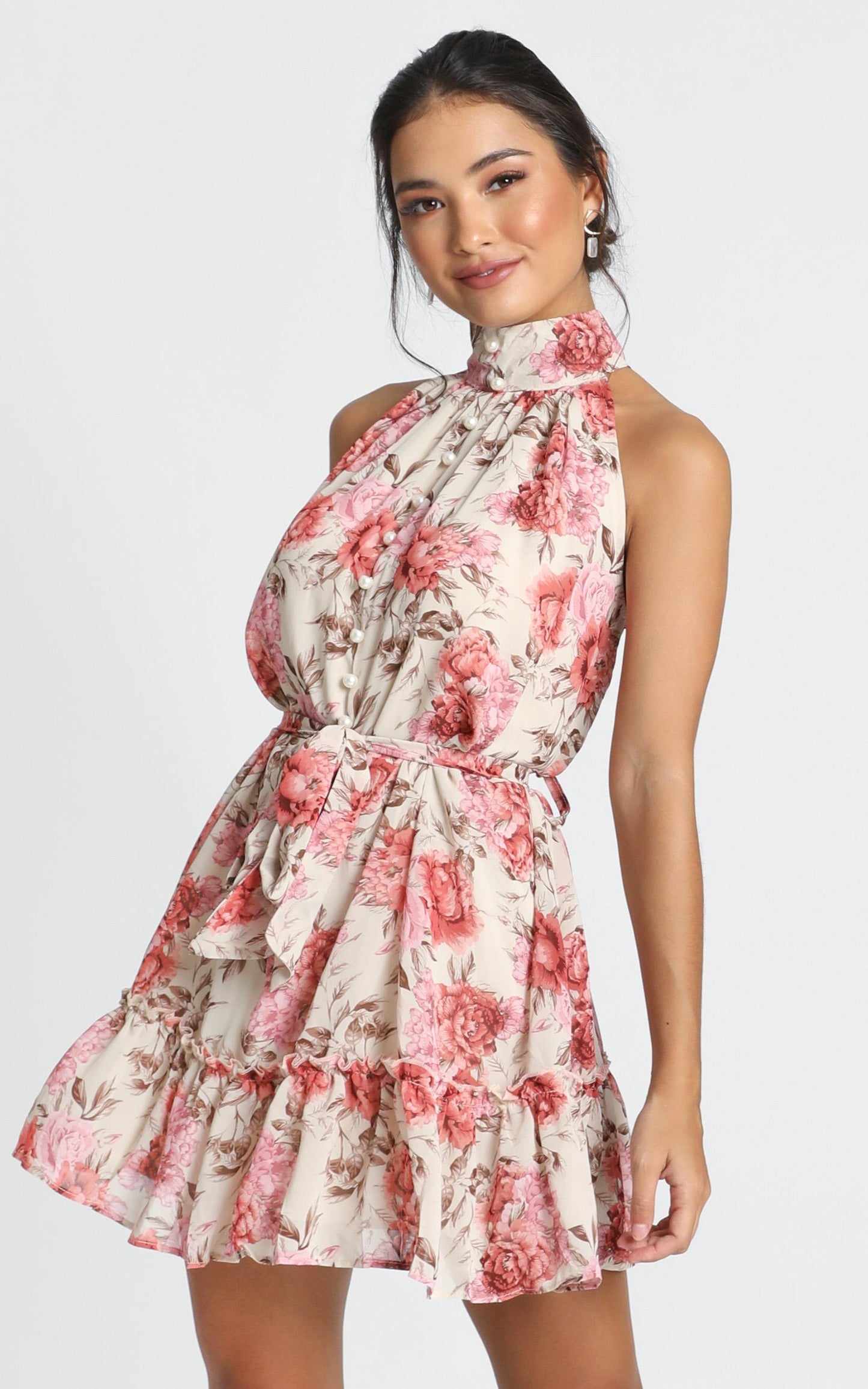 Celeste Mini Dress In Rose Floral