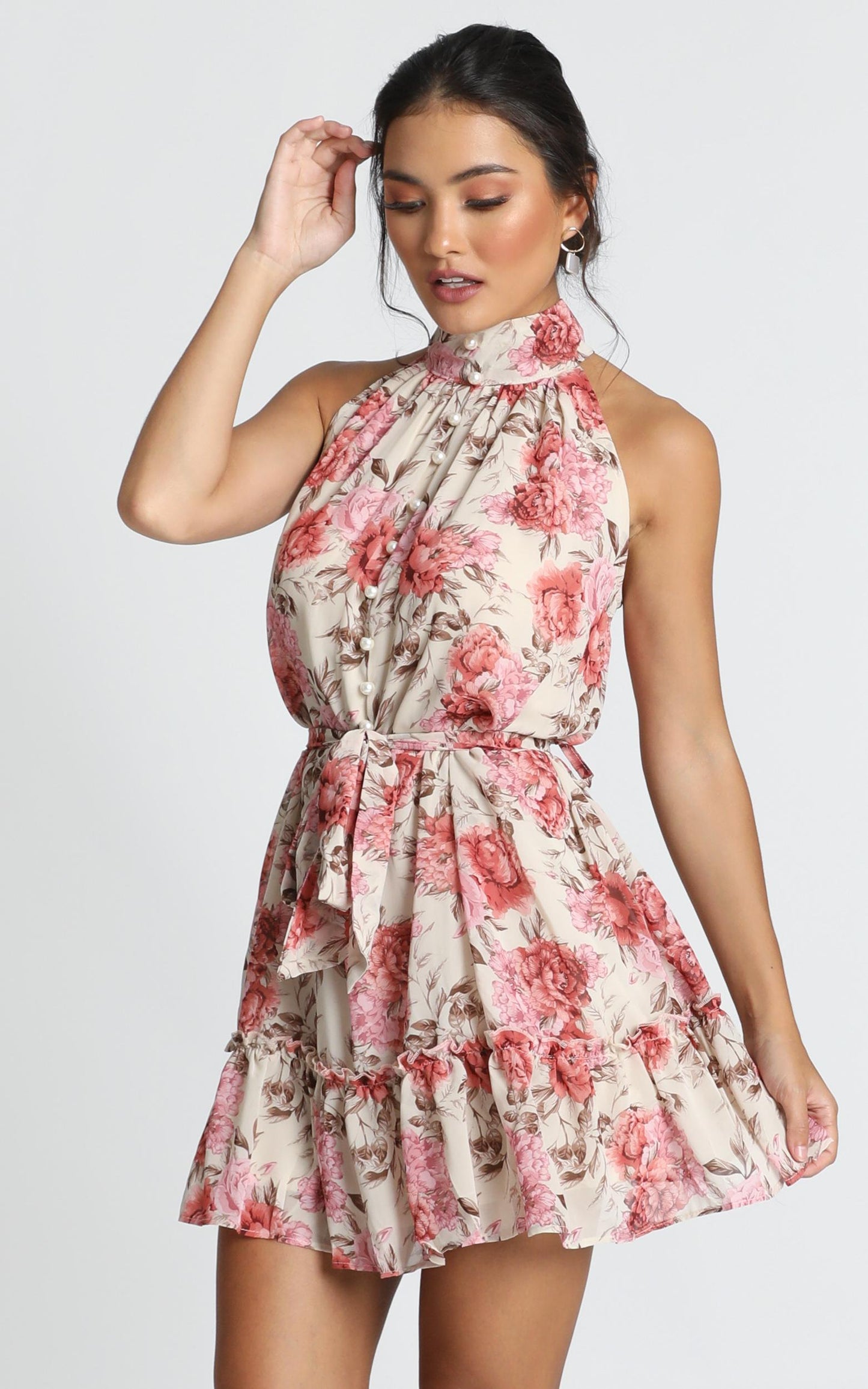 Celeste Mini Dress In Rose Floral