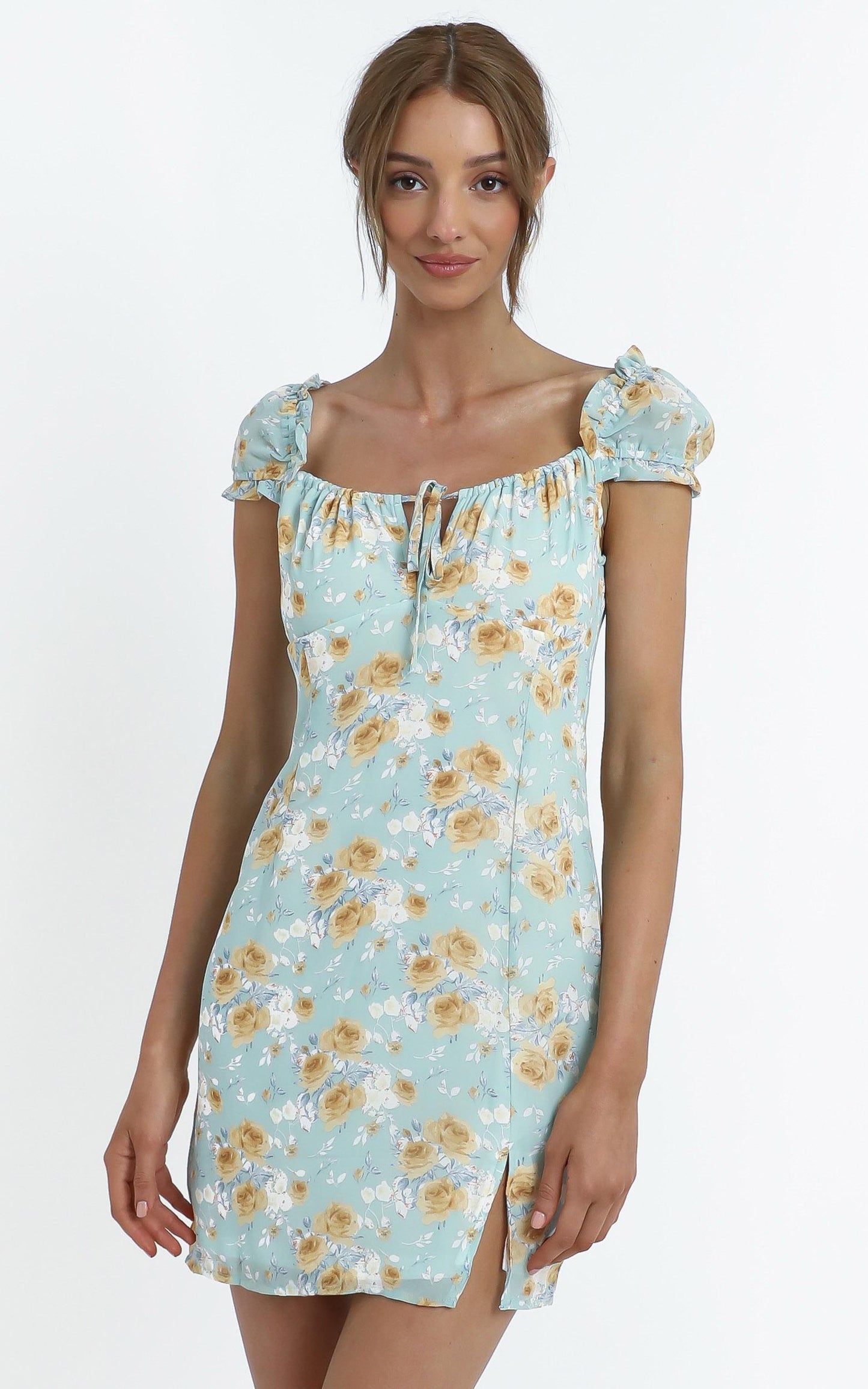 Chadwick Dress in Teal Floral