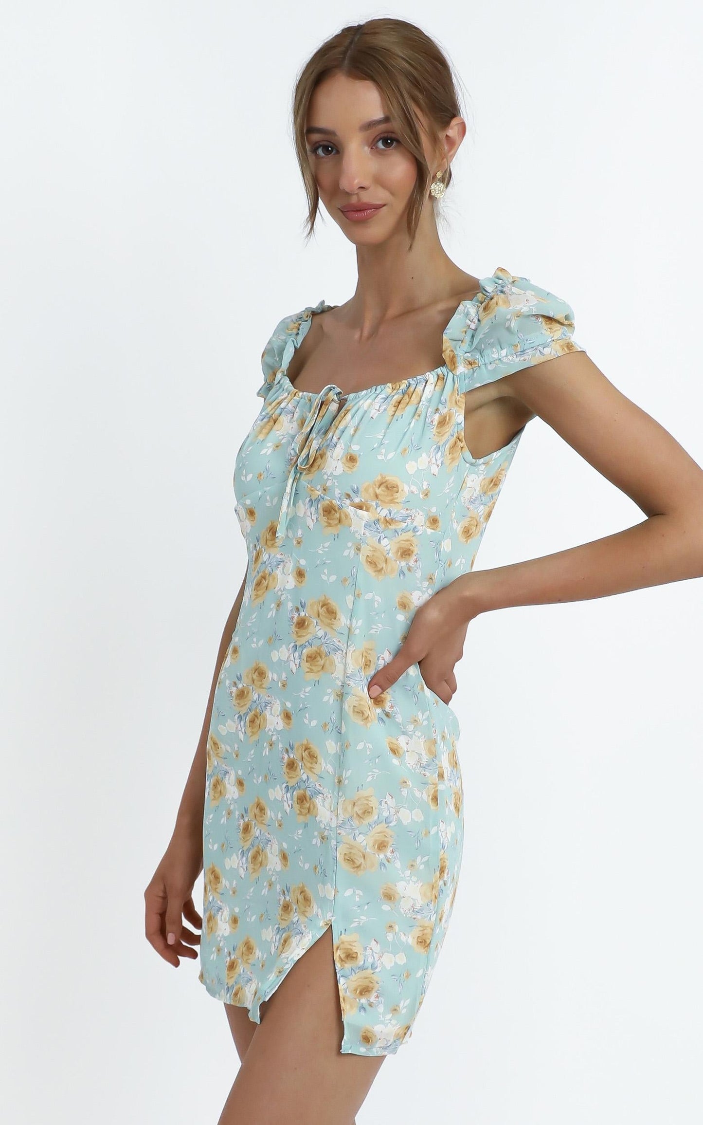 Chadwick Dress in Teal Floral