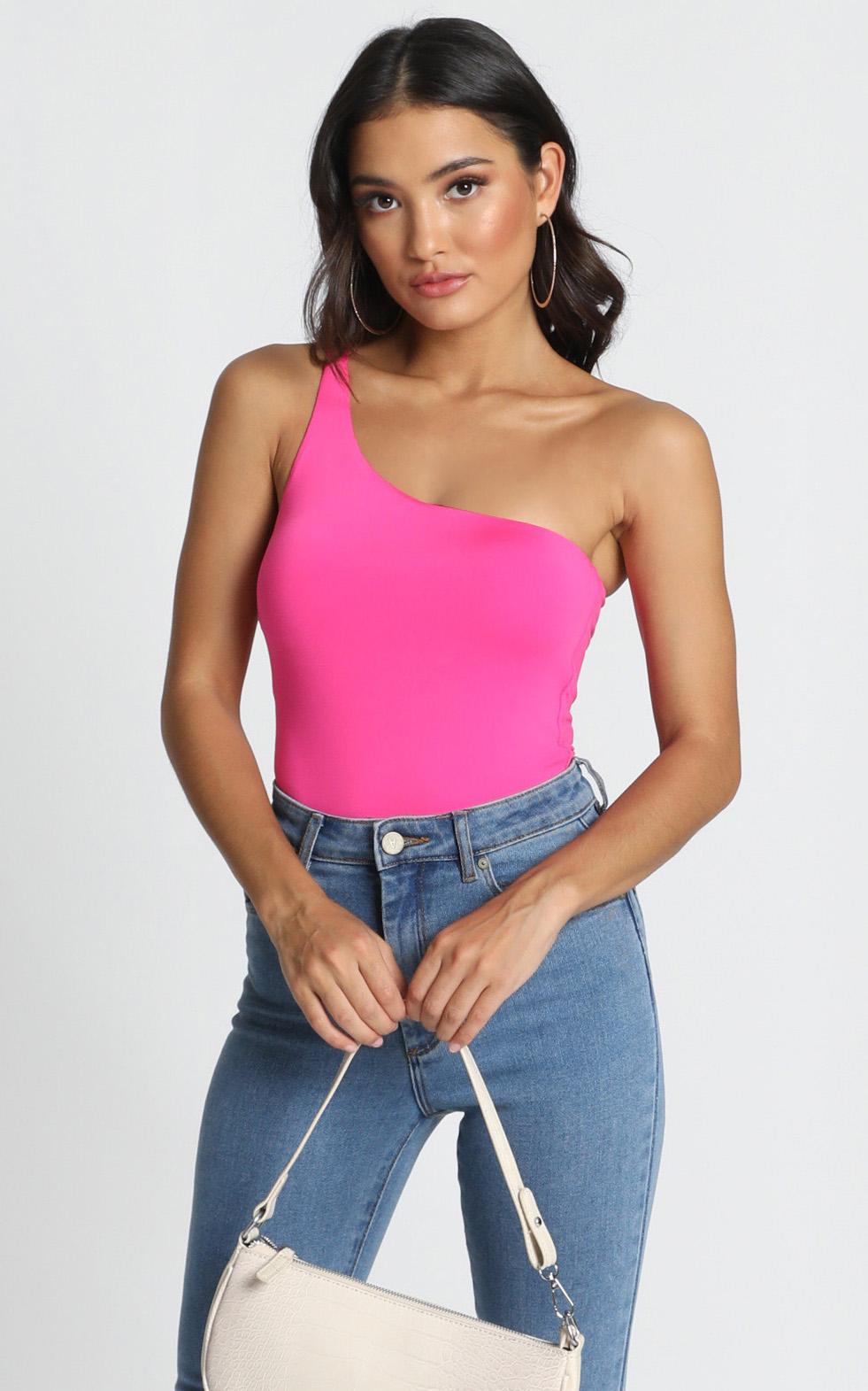 Checked In Bodysuit in Hot Pink
