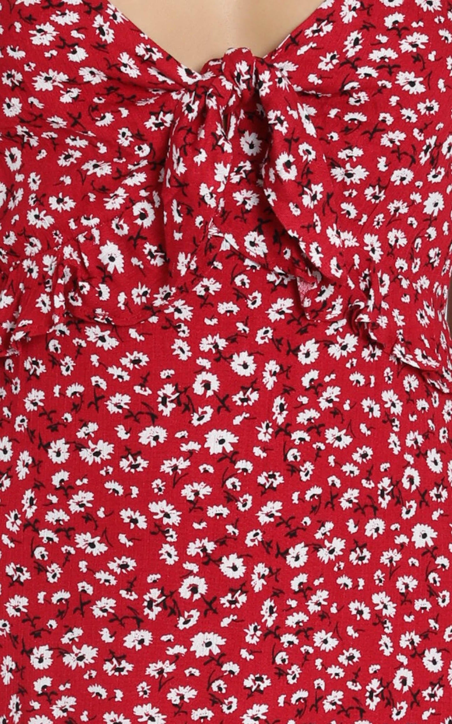 Chelsea Tie Front Midi Dress in Red Floral
